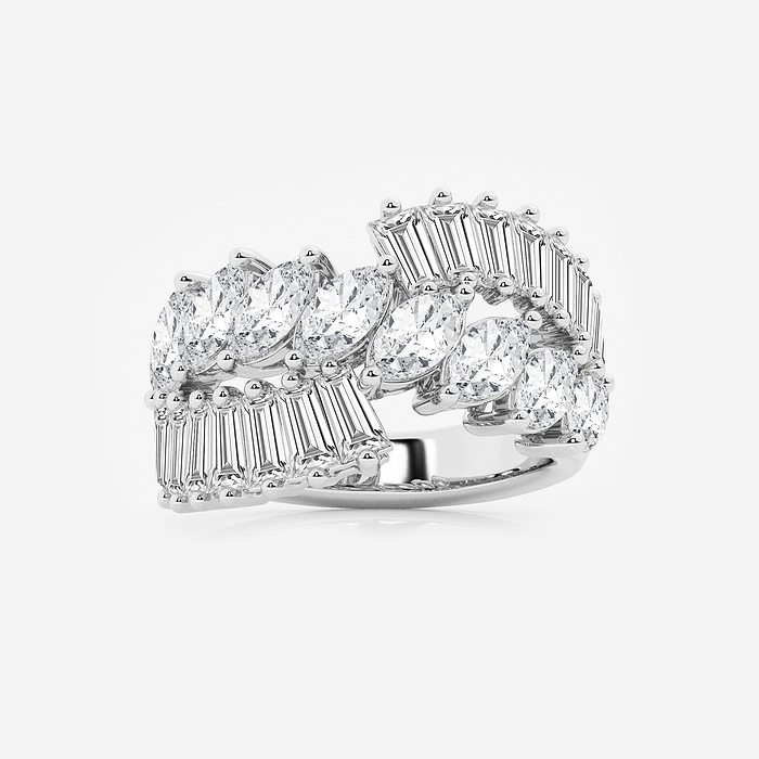 Melisma Ring - 3 2/3 ctw Marquise Lab Grown Diamond Tapered Baguette Cocktail Ring