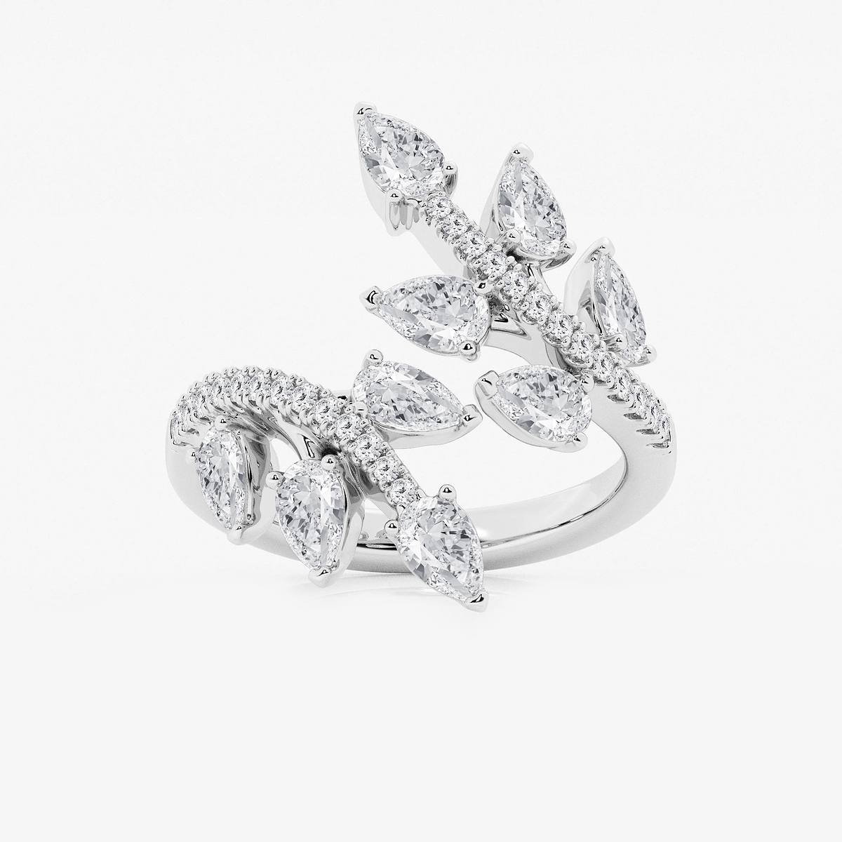 2 ctw Pear Lab Grown Diamond Leaf Bypass Ring