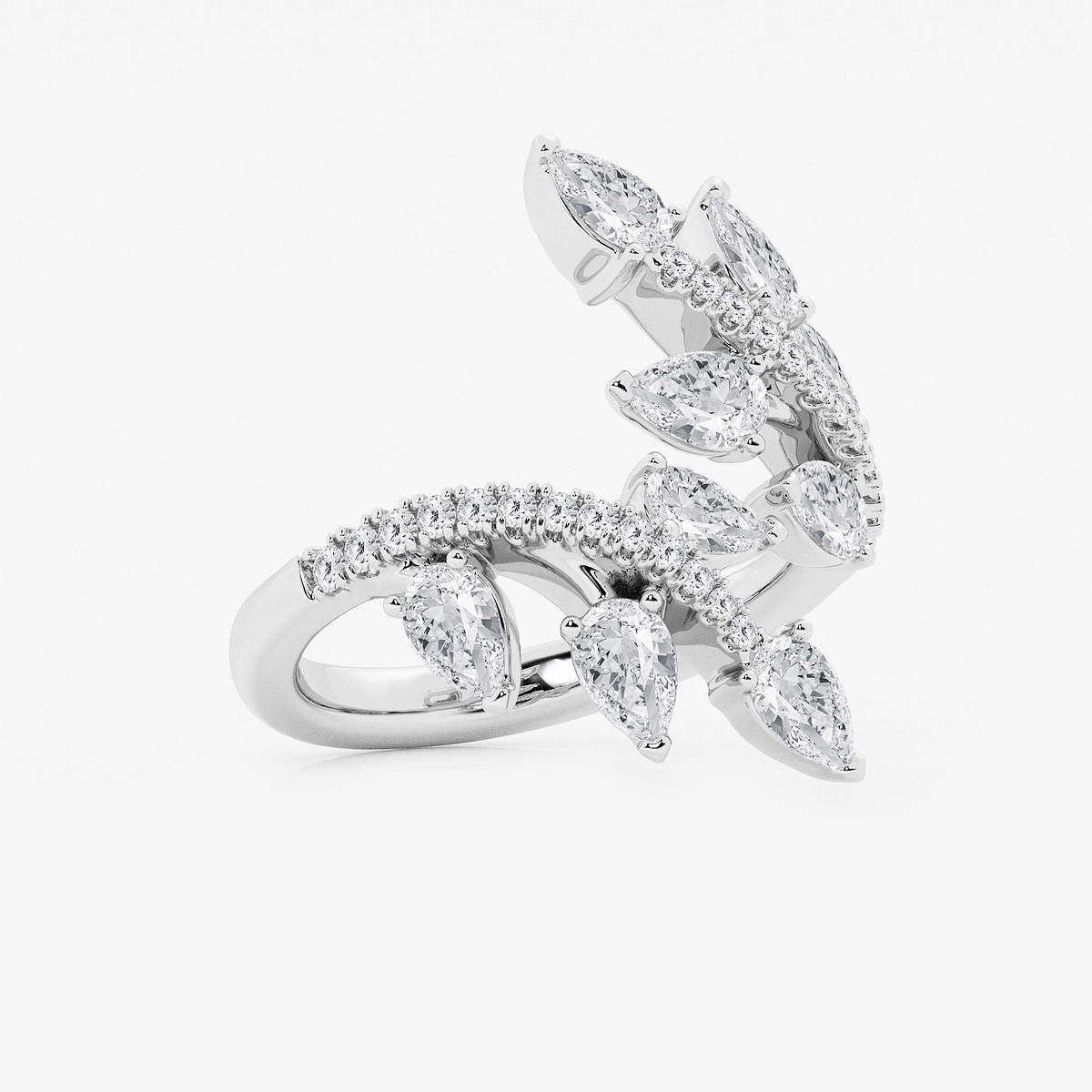 Additional Image 1 for  2 ctw Pear Lab Grown Diamond Leaf Bypass Ring