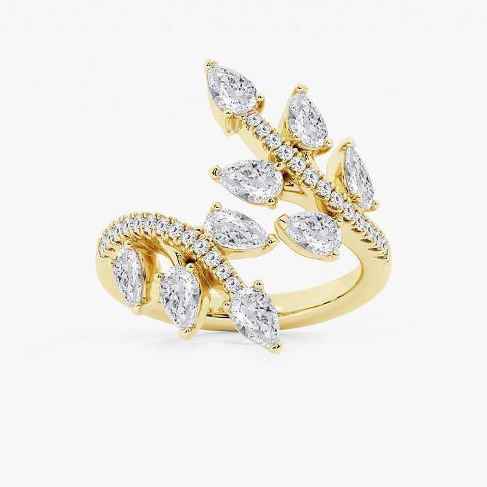 Leaf Bypass Pear Fashion Ring