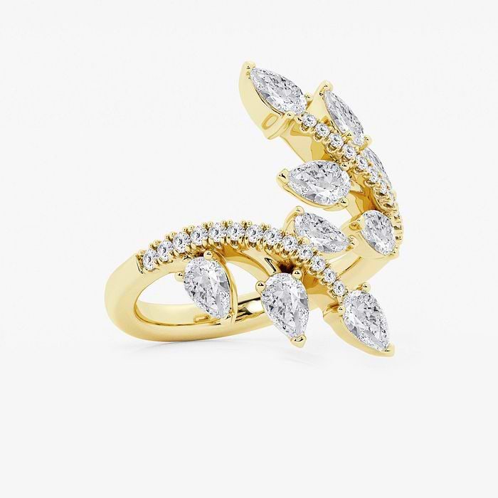 Leaf Bypass Pear Fashion Ring