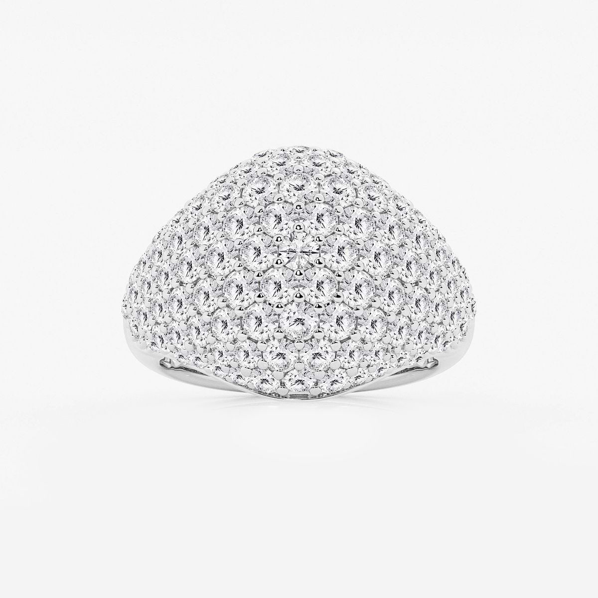 3 ctw Round Lab Grown Diamond Pave Dome Fashion Ring Platinum, F, VS2