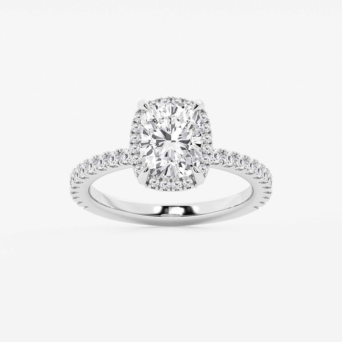 2 2/5 ctw Elongated Cushion Lab Grown Diamond Halo Engagement Ring 18K White Gold, D, VVS