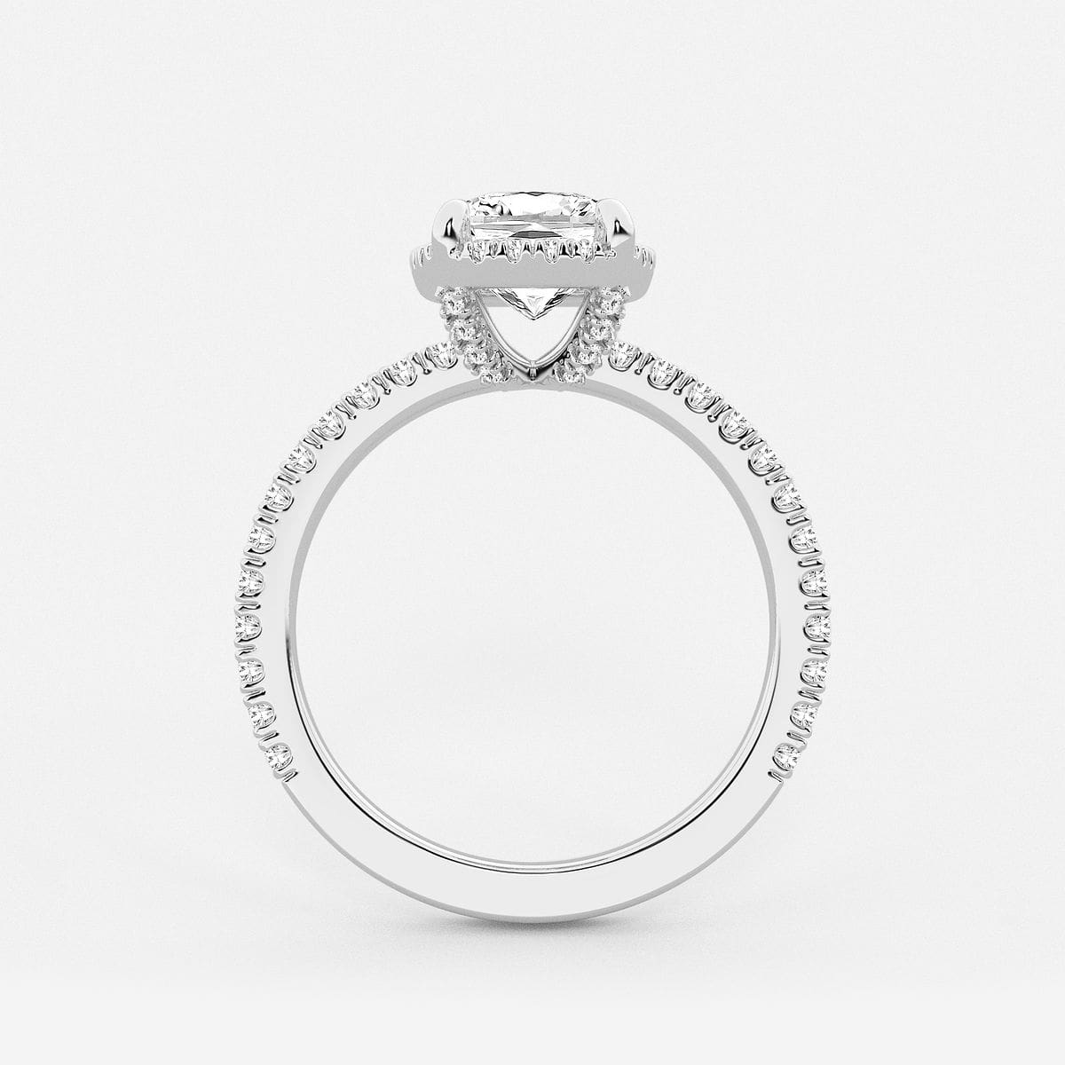 2 2/5 ctw Elongated Cushion Lab Grown Diamond Halo Engagement Ring 18K White Gold, D, VVS