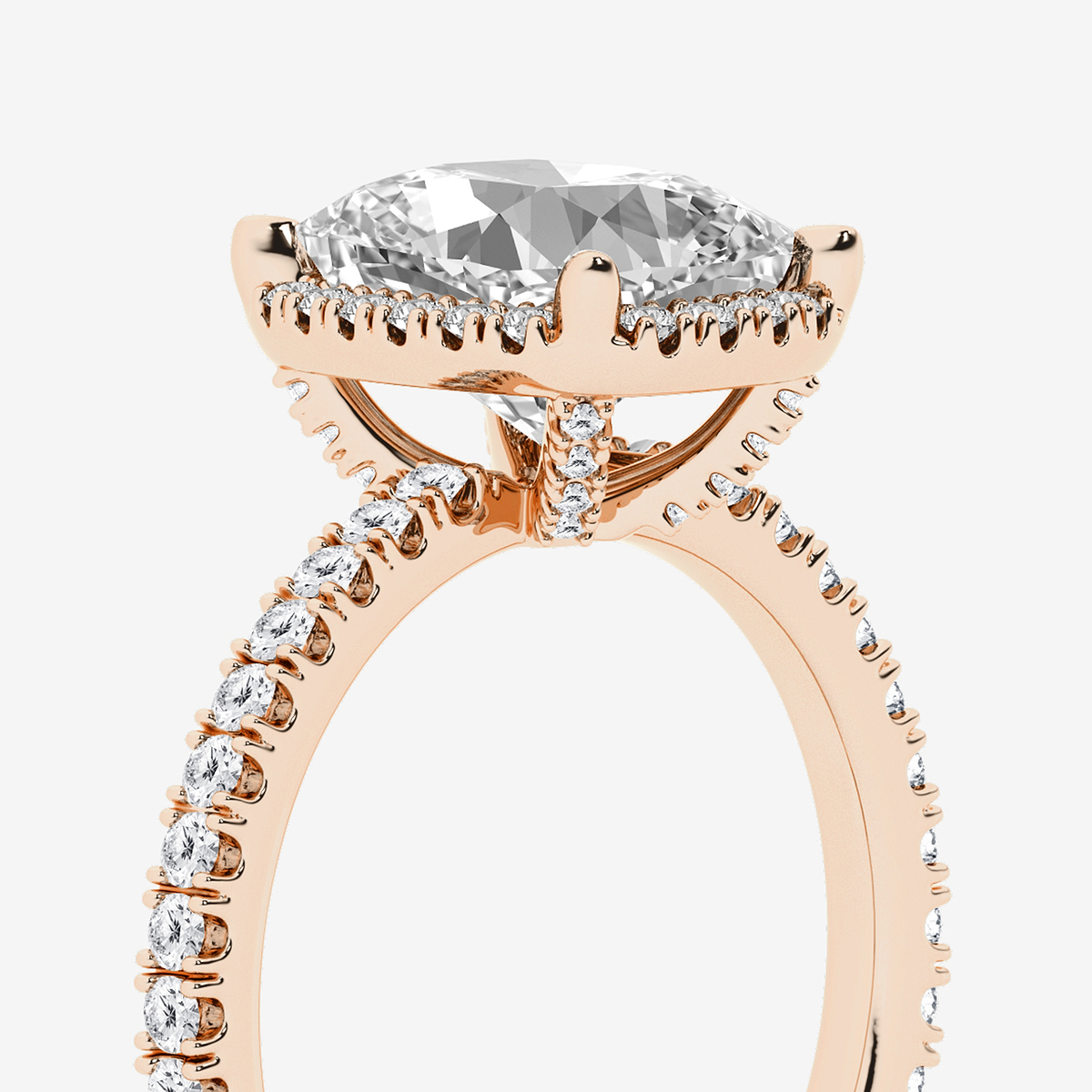 Additional Image 2 for  3 2/5 ctw Elongated Cushion Lab Grown Diamond Halo Engagement Ring