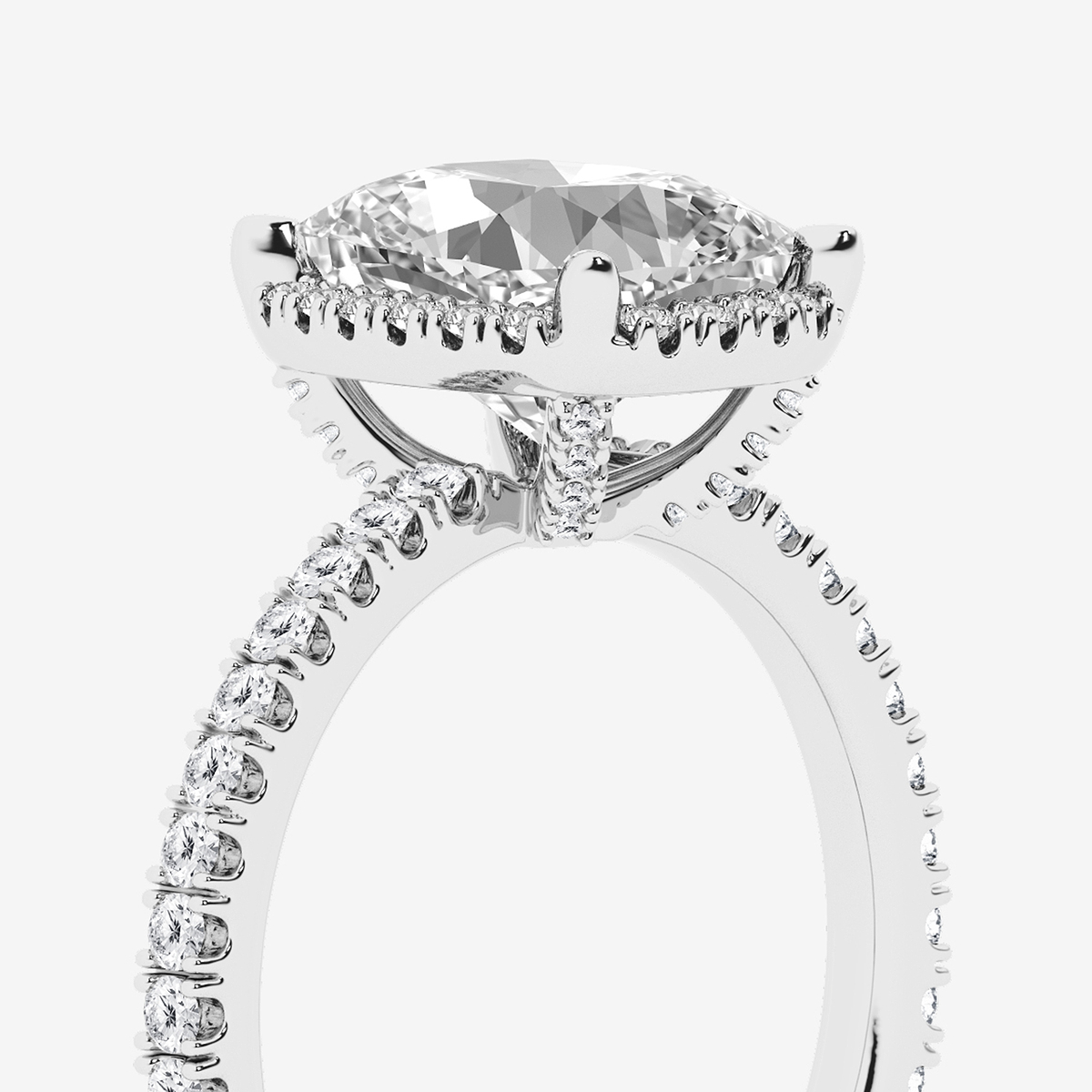 Additional Image 2 for  3 2/5 ctw Elongated Cushion Lab Grown Diamond Halo Engagement Ring
