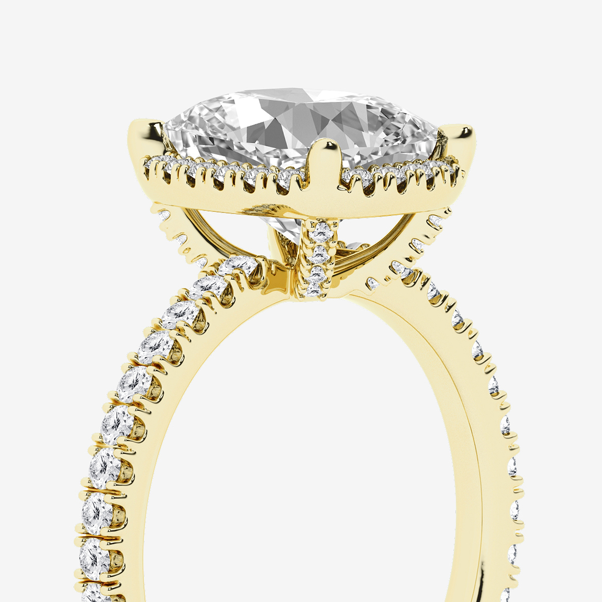 Additional Image 2 for  3 2/5 ctw Elongated Cushion Lab Grown Diamond Halo Engagement Ring