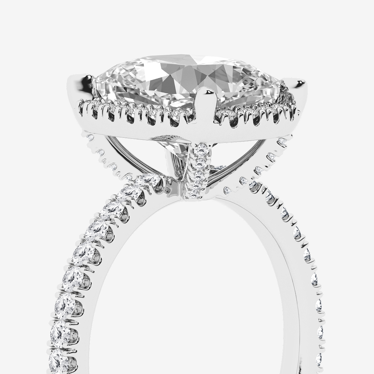 Additional Image 2 for  4 1/2 ctw Elongated Cushion Lab Grown Diamond Halo Engagement Ring