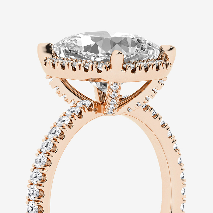 Suan - 5 1/2 ctw Elongated Cushion Lab Grown Diamond Halo Engagement Ring
