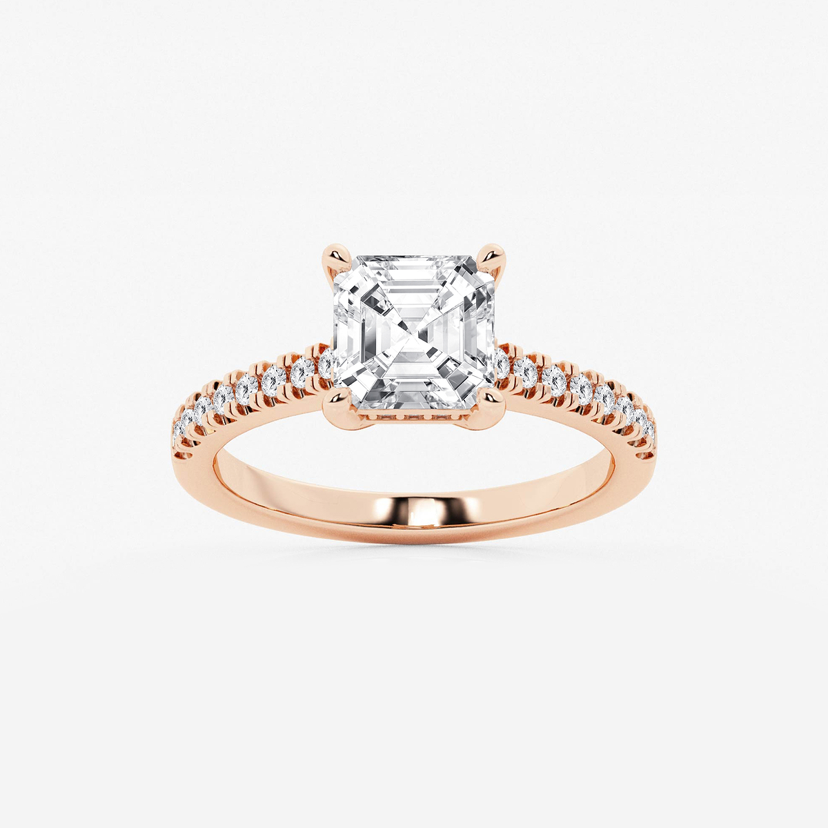 2 1/4 ctw Asscher Lab Grown Diamond Hidden Halo Engagement Ring