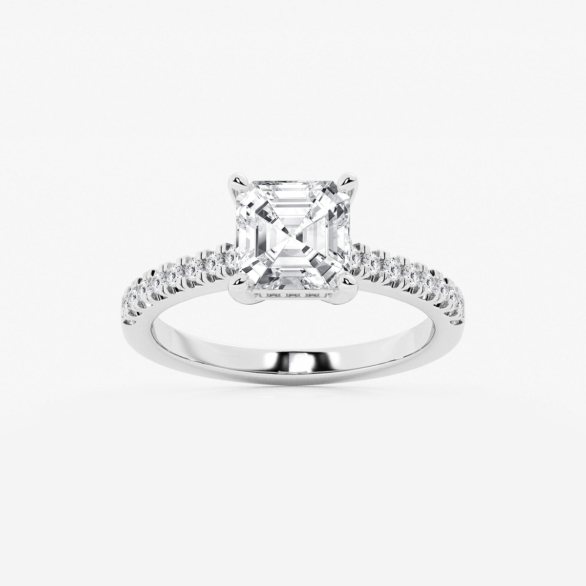 2 1/4 ctw Asscher Lab Grown Diamond Hidden Halo Engagement Ring