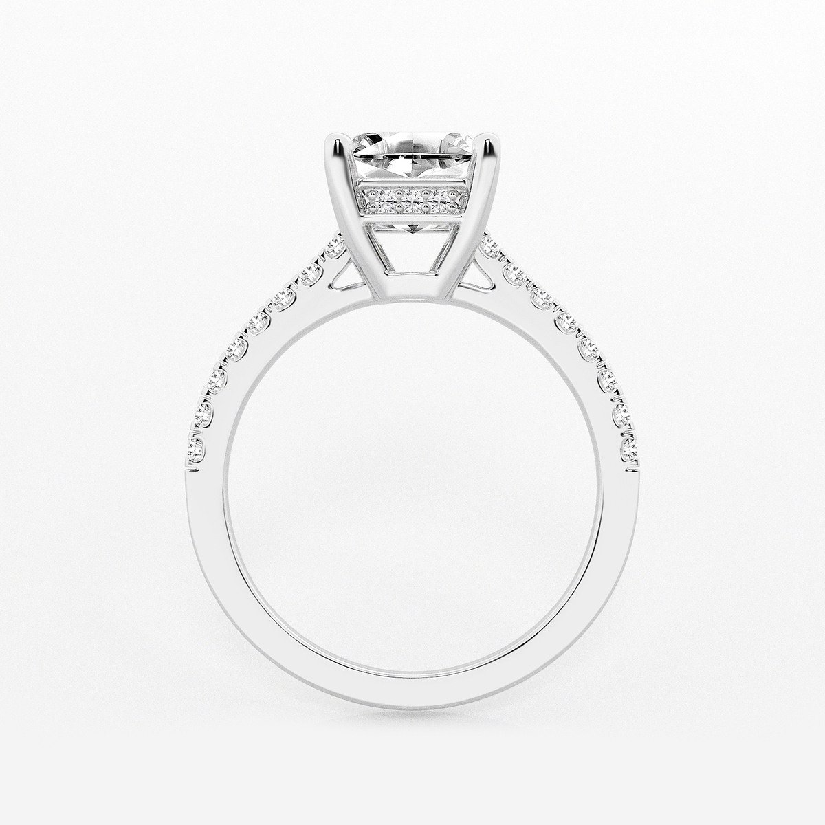 Additional Image 1 for  2 1/4 ctw Asscher Lab Grown Diamond Hidden Halo Engagement Ring