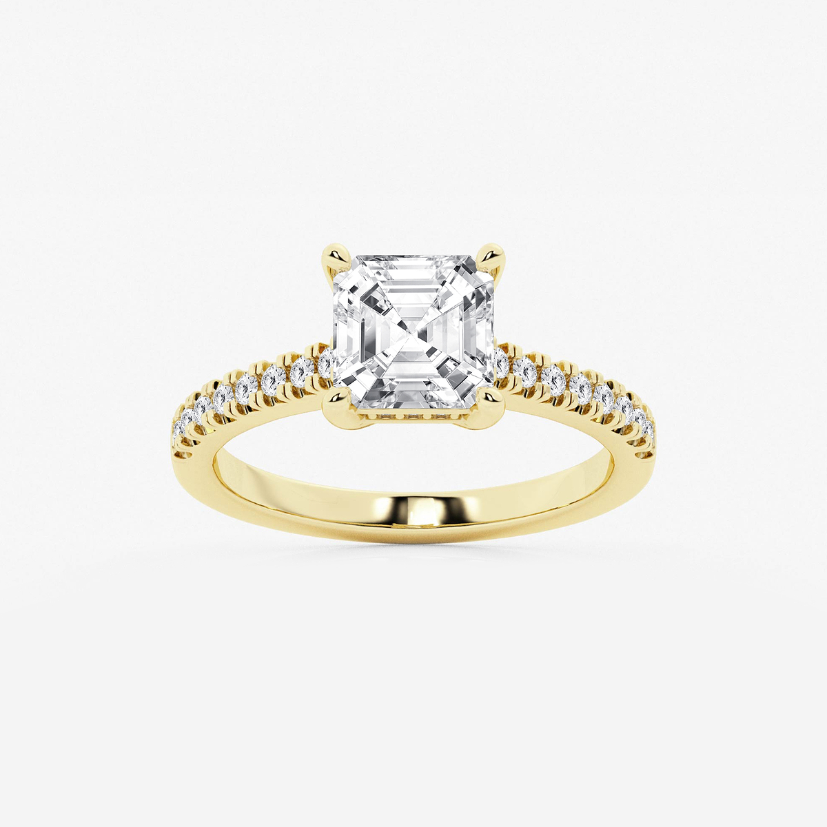 2 1/4 ctw Asscher Lab Grown Diamond Hidden Halo Engagement Ring