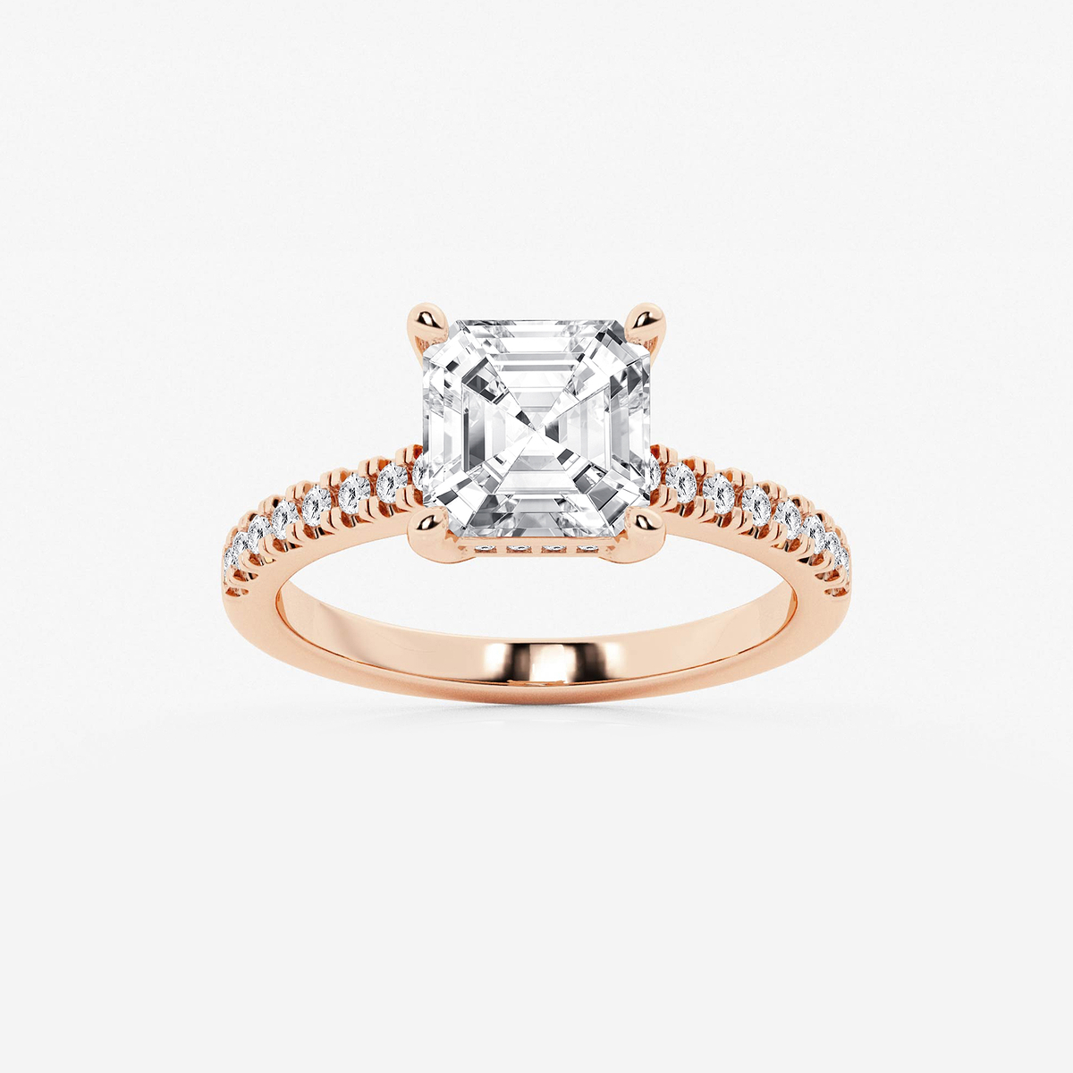 2 3/4 ctw Asscher Lab Grown Diamond Hidden Halo Engagement Ring
