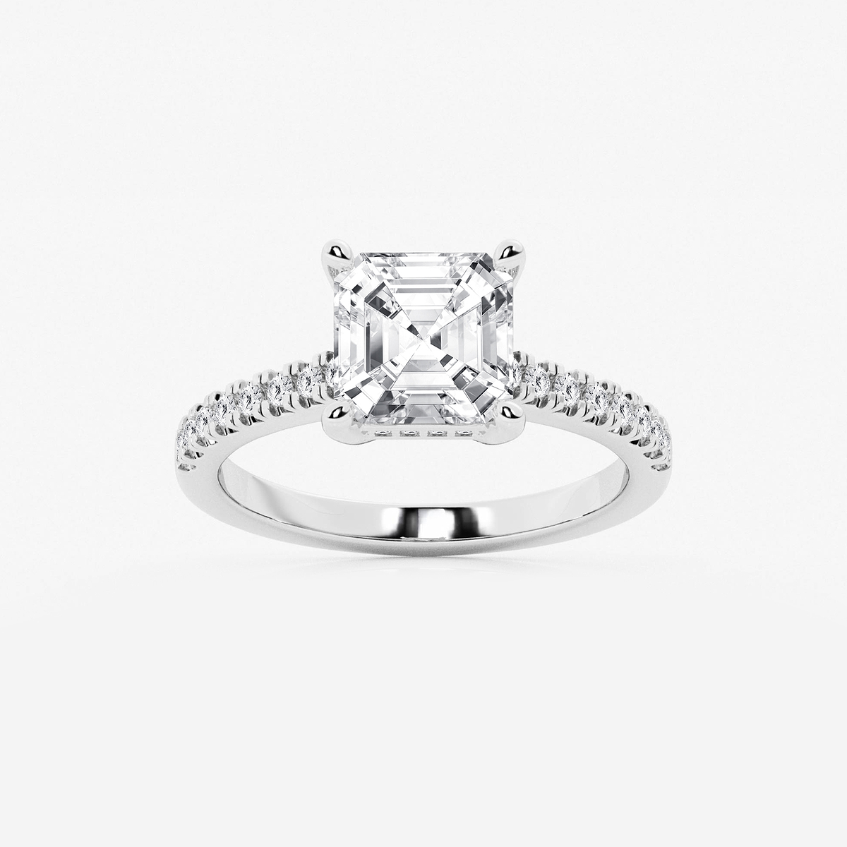 2 3/4 ctw Asscher Lab Grown Diamond Hidden Halo Engagement Ring