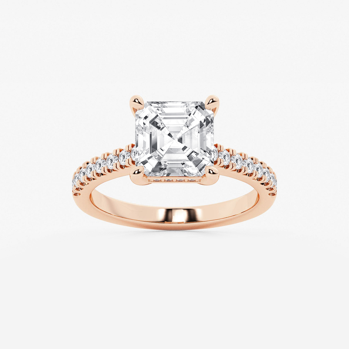 3 1/3 ctw Asscher Lab Grown Diamond Hidden Halo Engagement Ring