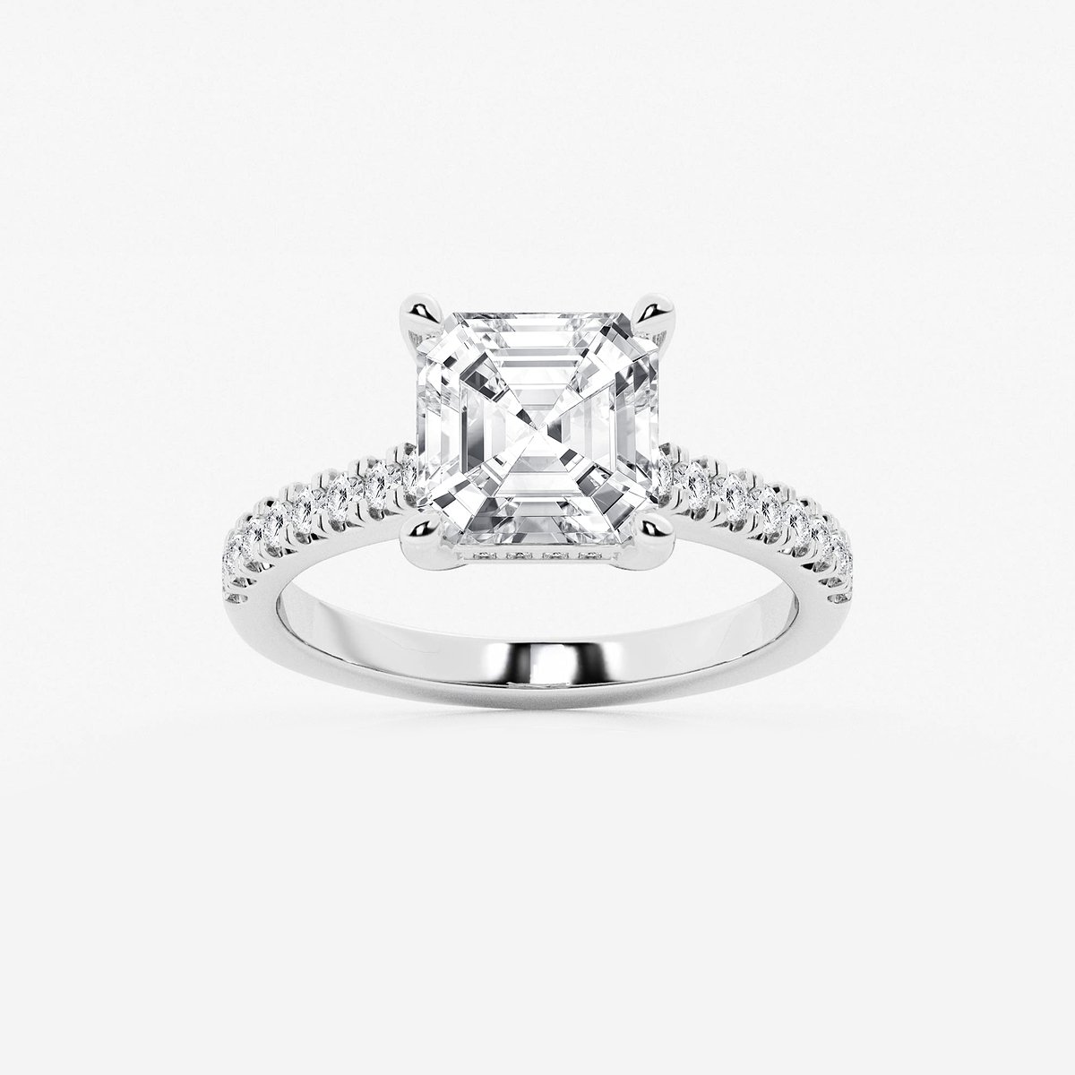3 1/3 ctw Asscher Lab Grown Diamond Hidden Halo Engagement Ring