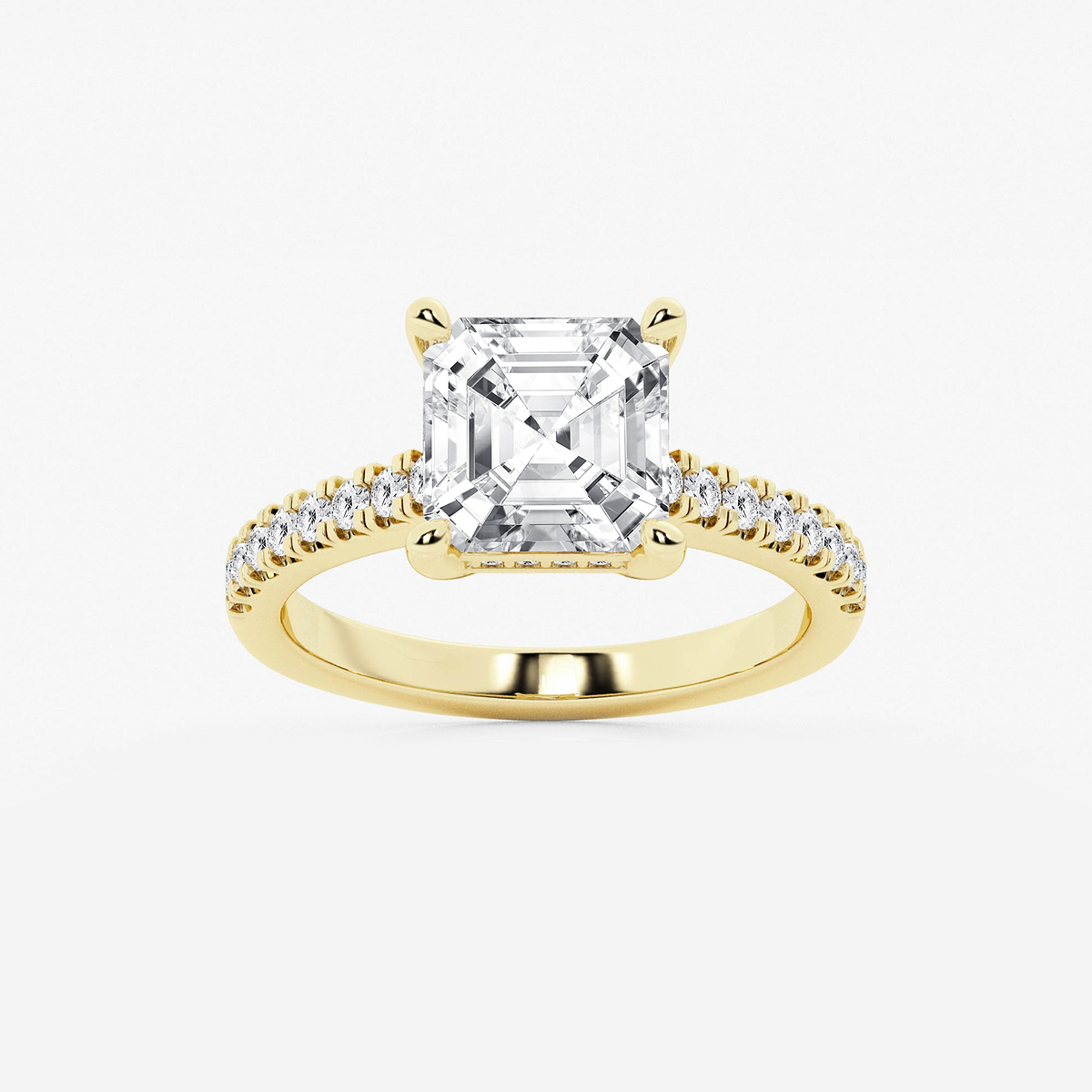 3 1/3 ctw Asscher Lab Grown Diamond Hidden Halo Engagement Ring