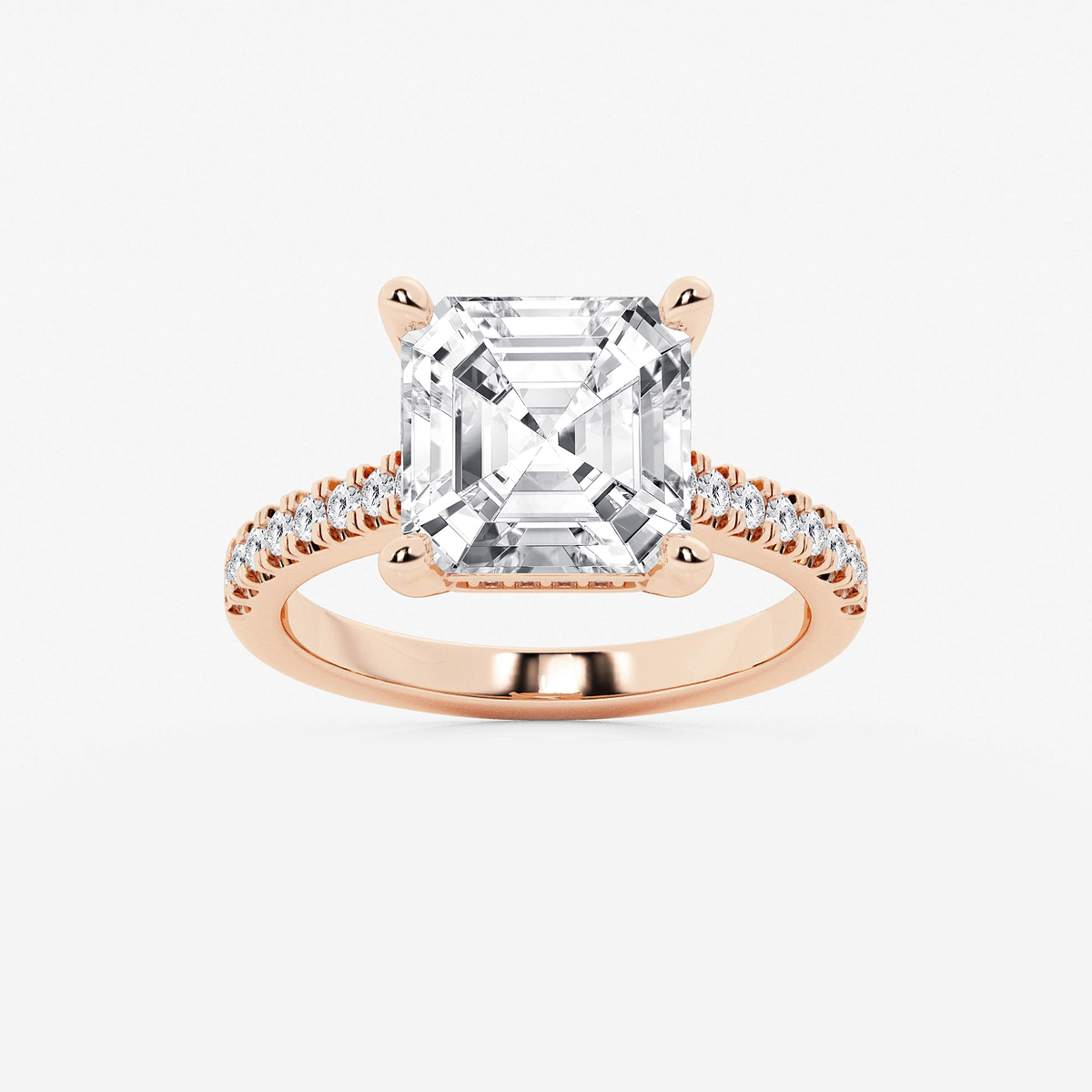 Shye 1/3 ctw Asscher Lab Grown Diamond Hidden Halo Engagement Ring 18K  Rose Gold, D, VVS