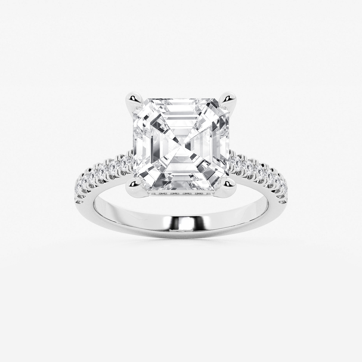 5 1/3 ctw Asscher Lab Grown Diamond Hidden Halo Engagement Ring