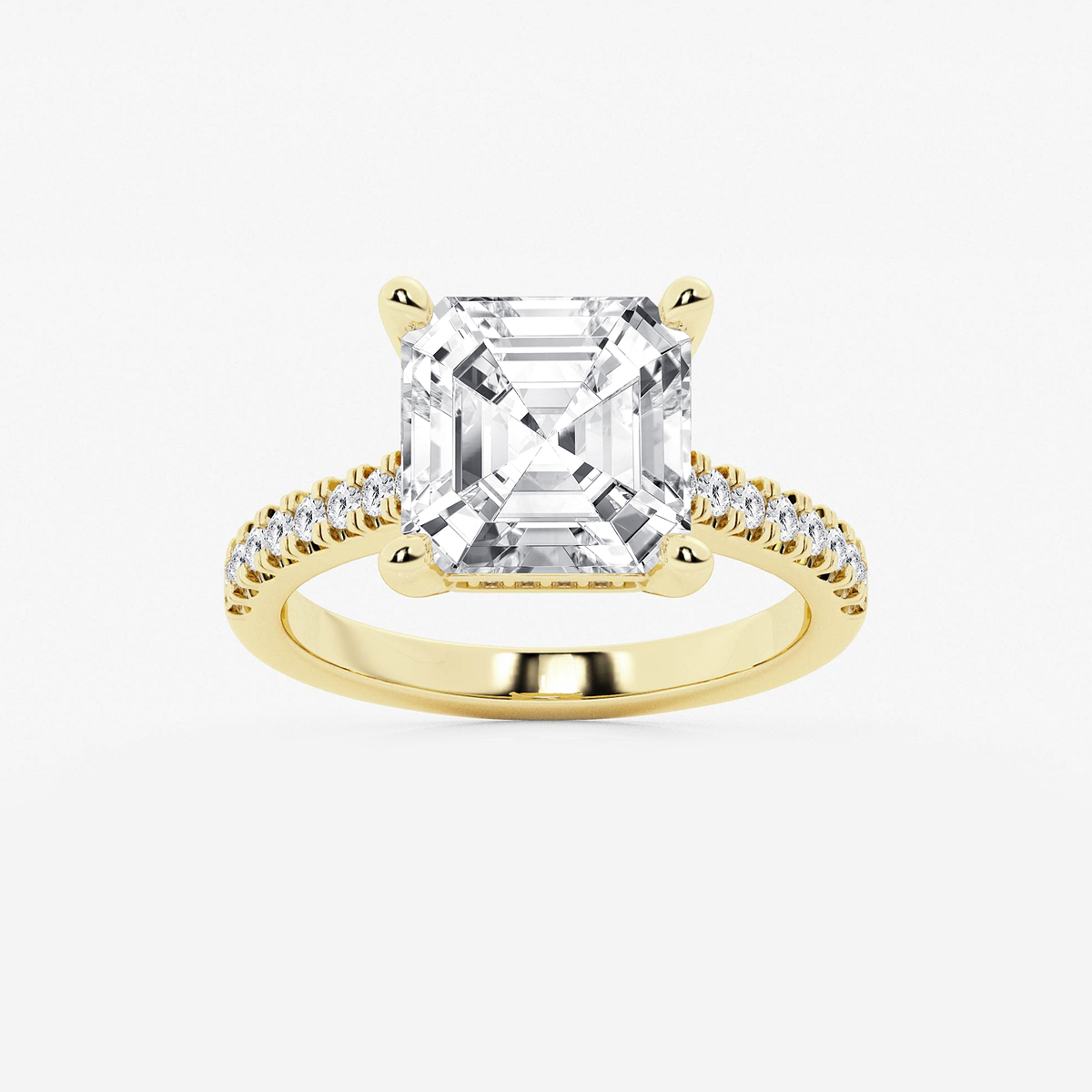 5 1/3 ctw Asscher Lab Grown Diamond Hidden Halo Engagement Ring