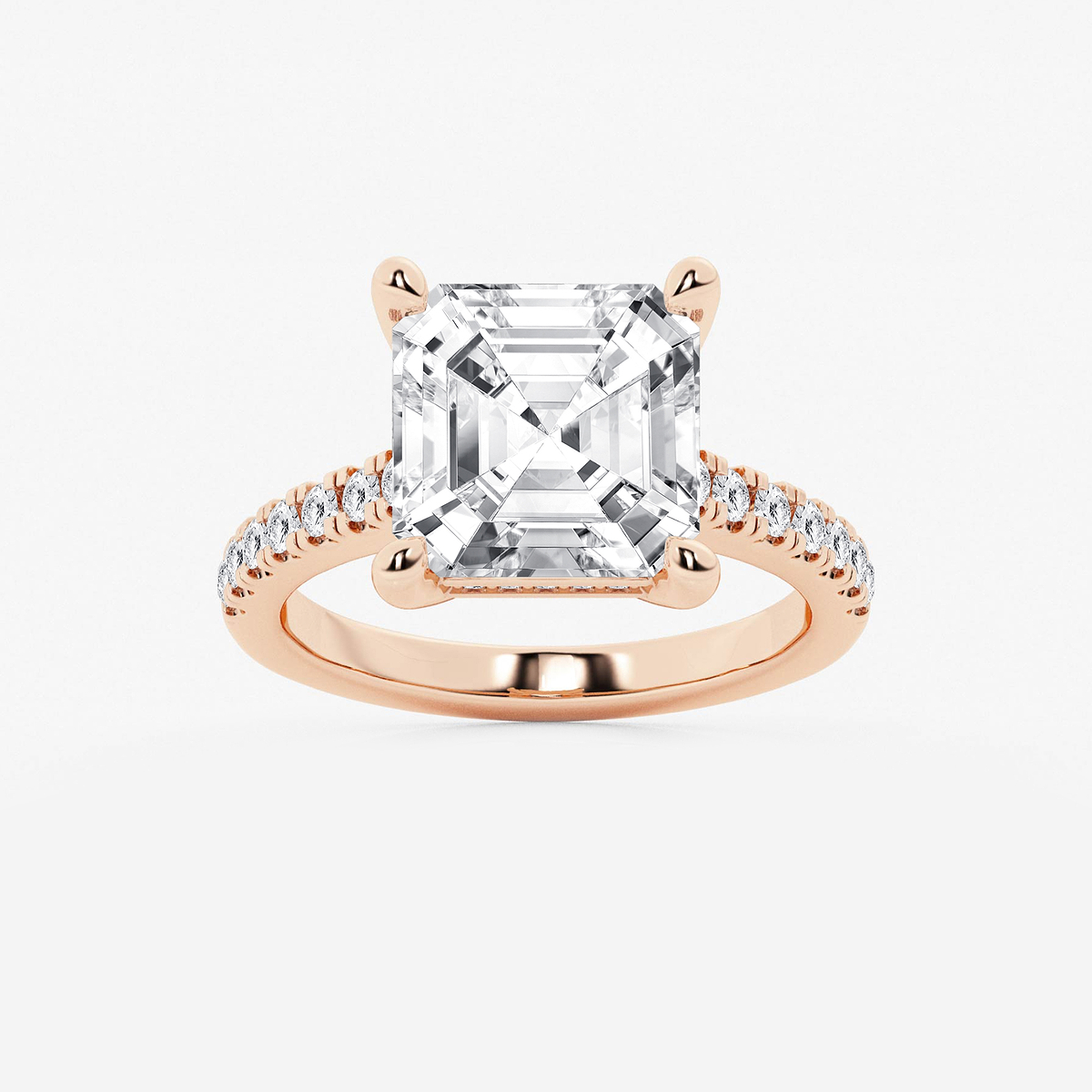 6 3/8 ctw Asscher Lab Grown Diamond Hidden Halo Engagement Ring