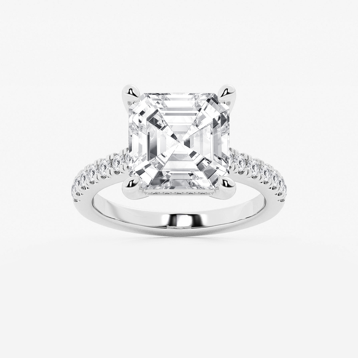6 3/8 ctw Asscher Lab Grown Diamond Hidden Halo Engagement Ring