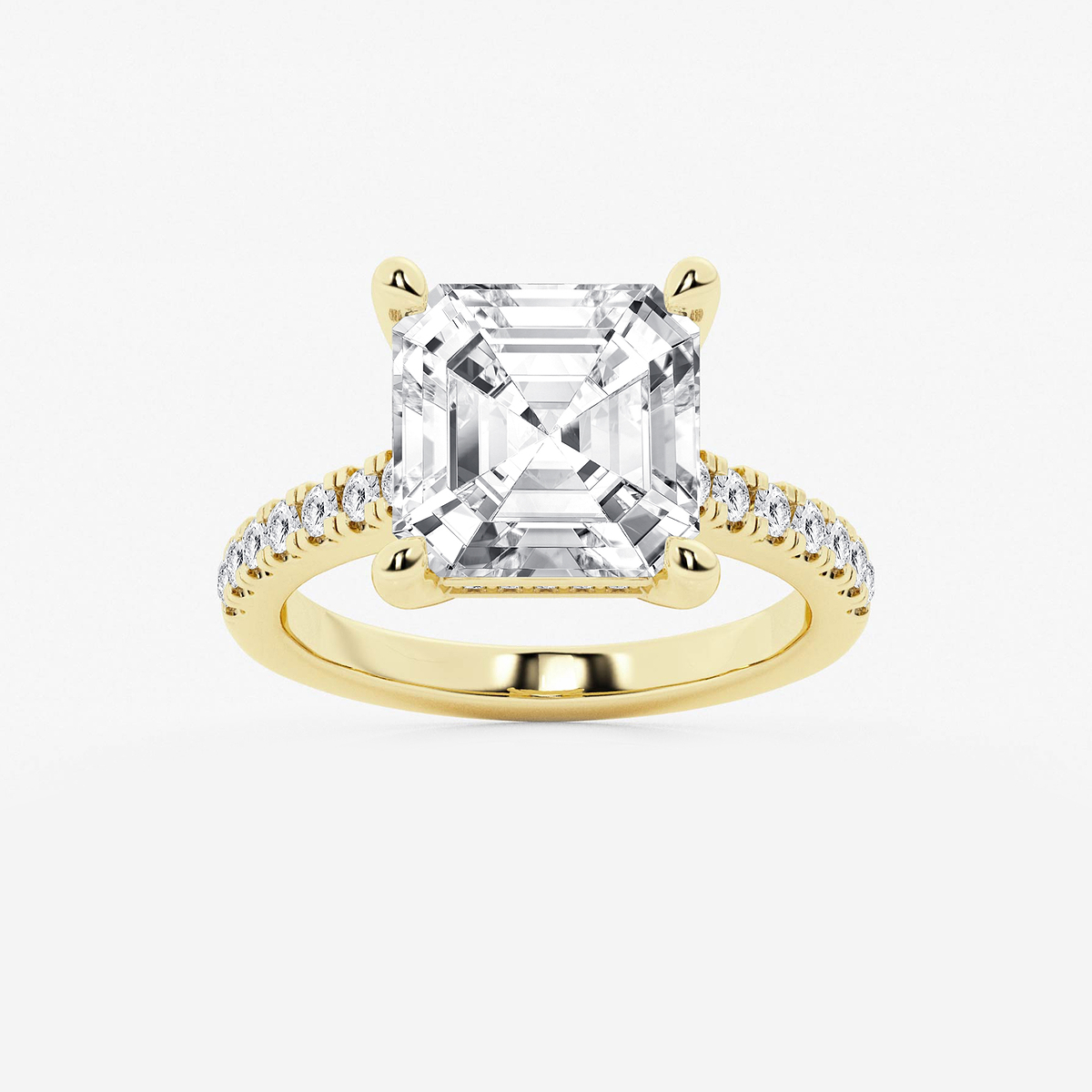 6 3/8 ctw Asscher Lab Grown Diamond Hidden Halo Engagement Ring