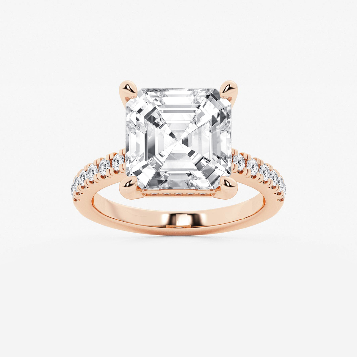 7 2/5 ctw Asscher Lab Grown Diamond Hidden Halo Engagement Ring