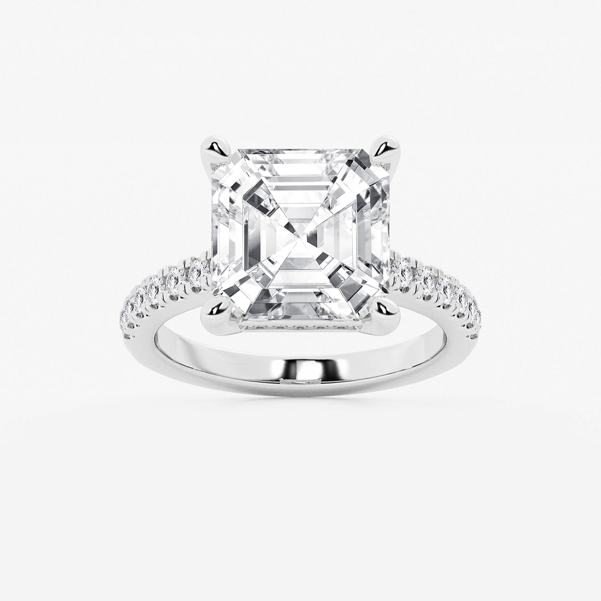 7 2/5 ctw Asscher Lab Grown Diamond Hidden Halo Engagement Ring