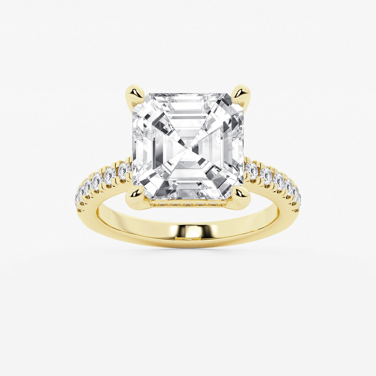 7 2/5 ctw Asscher Lab Grown Diamond Hidden Halo Engagement Ring