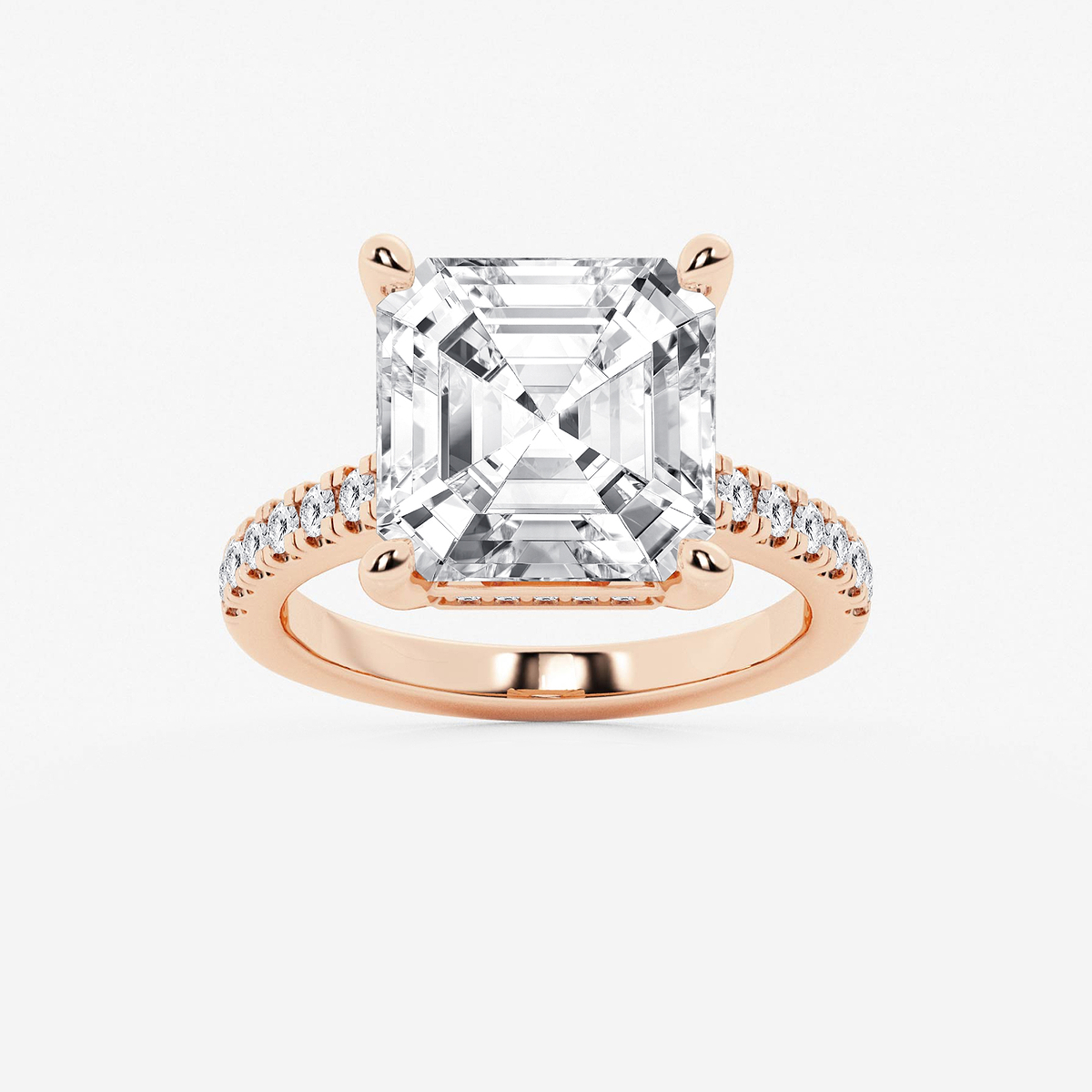 8 2/5 ctw Asscher Lab Grown Diamond Hidden Halo Engagement Ring