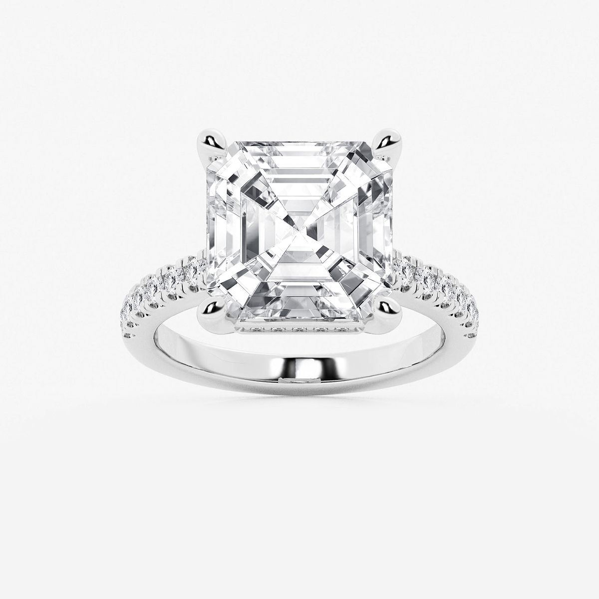 8 2/5 ctw Asscher Lab Grown Diamond Hidden Halo Engagement Ring