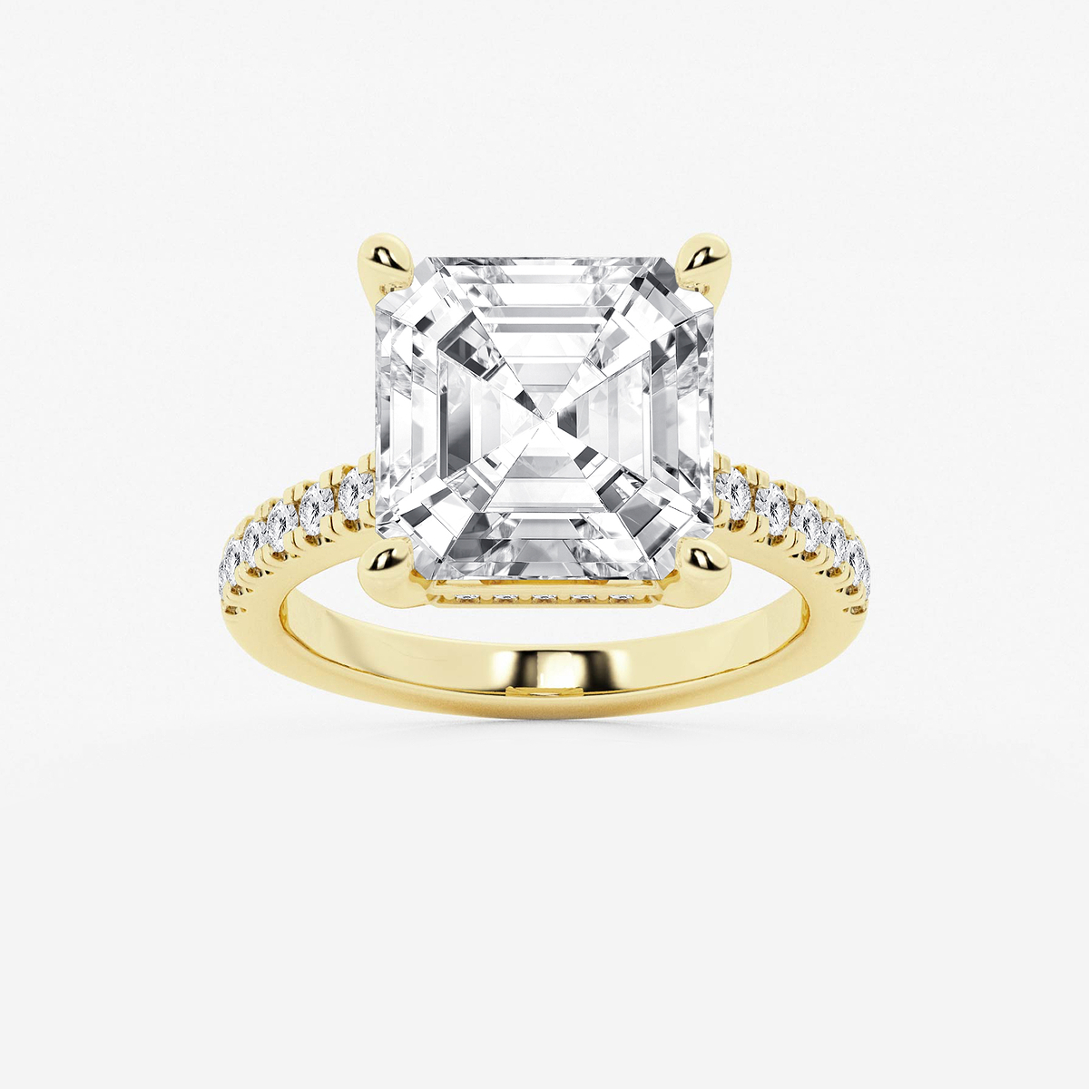 8 2/5 ctw Asscher Lab Grown Diamond Hidden Halo Engagement Ring