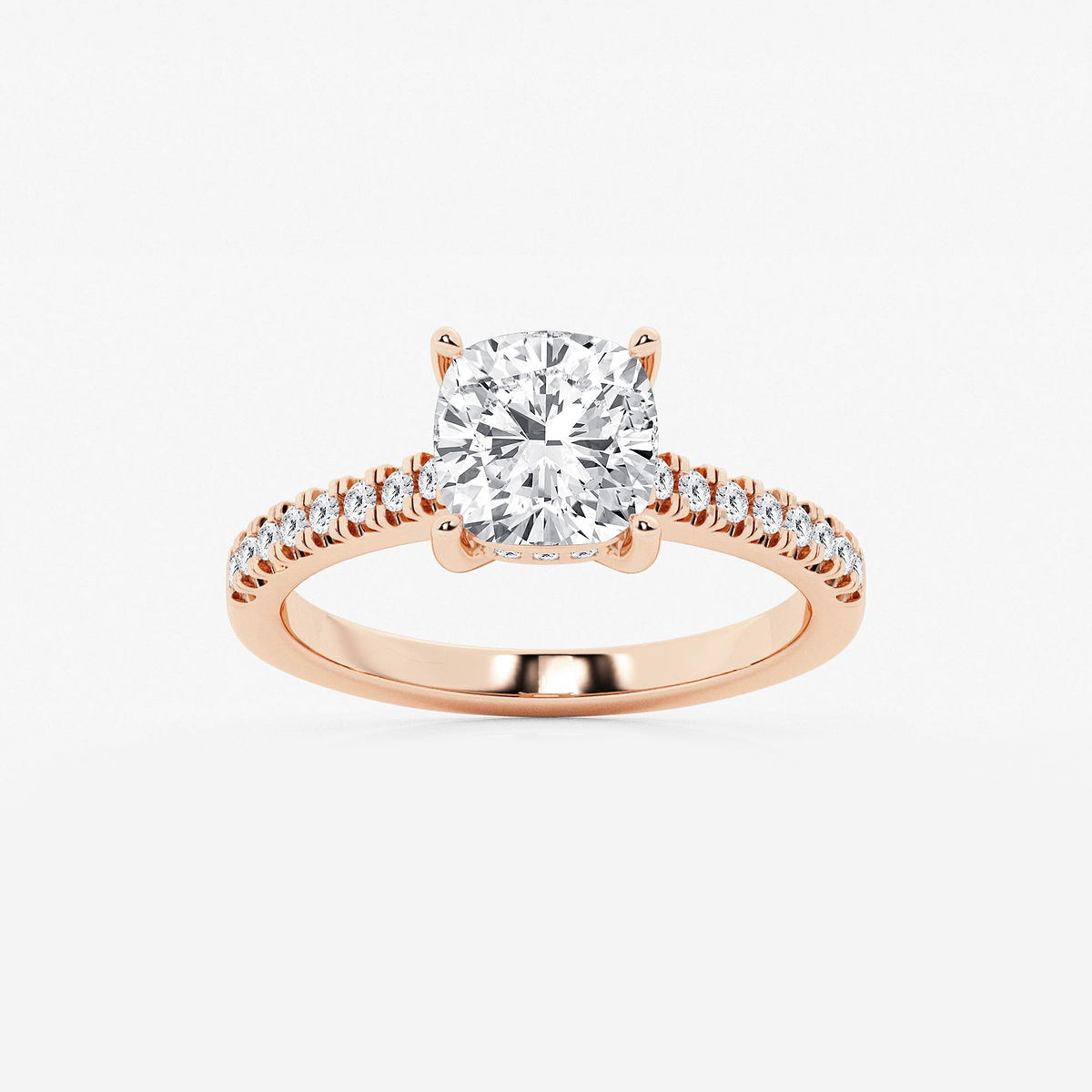 2 1/4 ctw Cushion Lab Grown Diamond Hidden Halo Engagement Ring