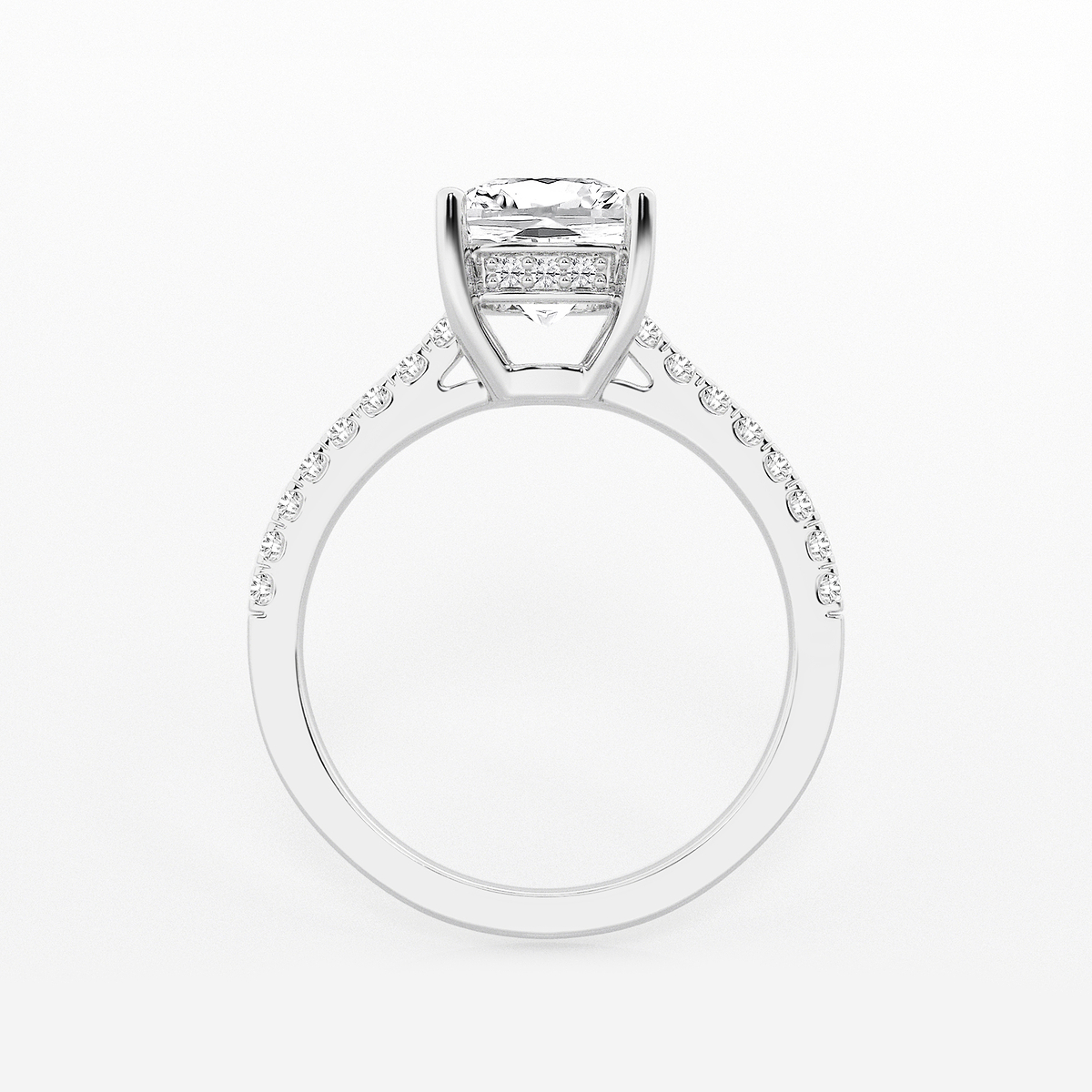 Additional Image 1 for  2 1/4 ctw Cushion Lab Grown Diamond Hidden Halo Engagement Ring