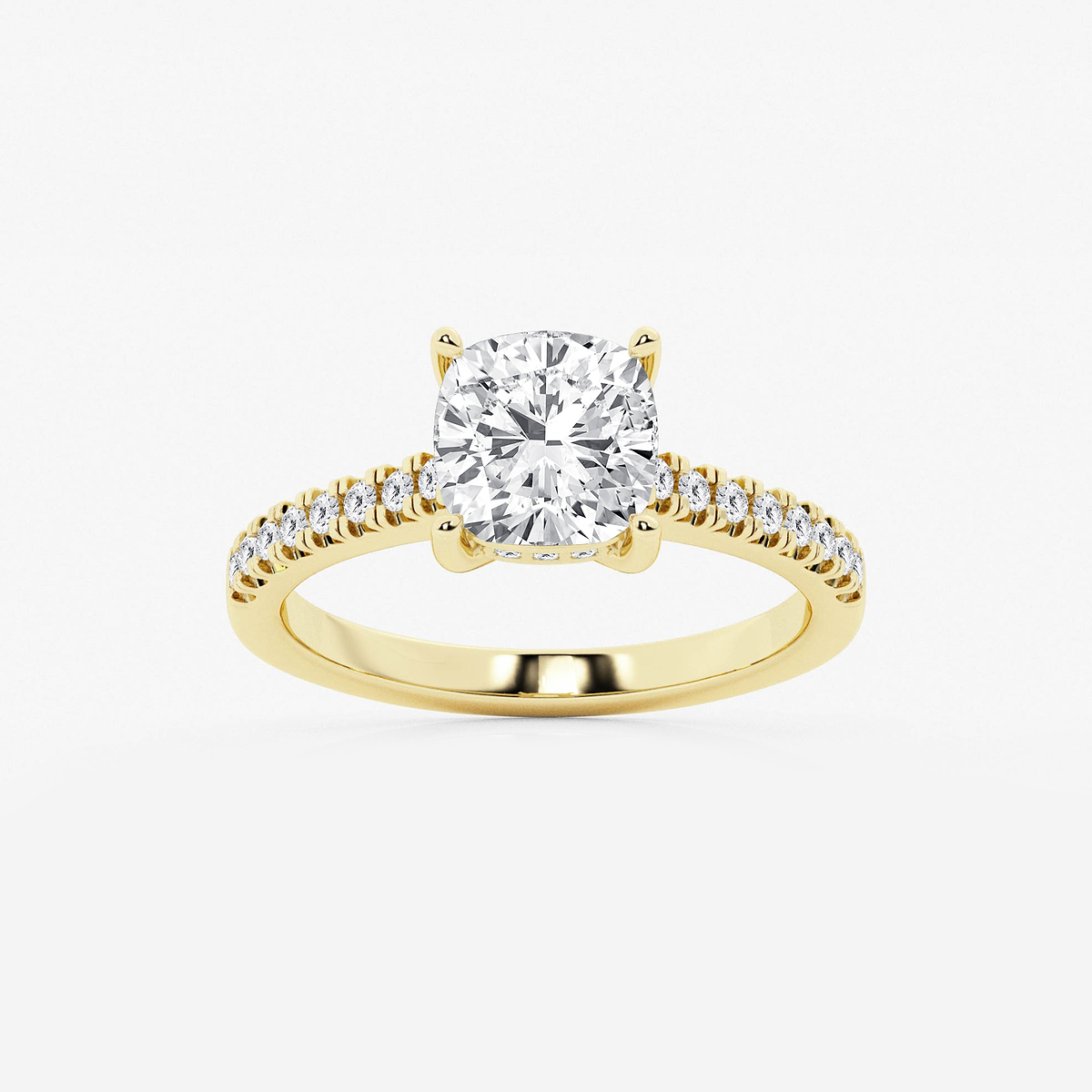 2 1/4 ctw Cushion Lab Grown Diamond Hidden Halo Engagement Ring
