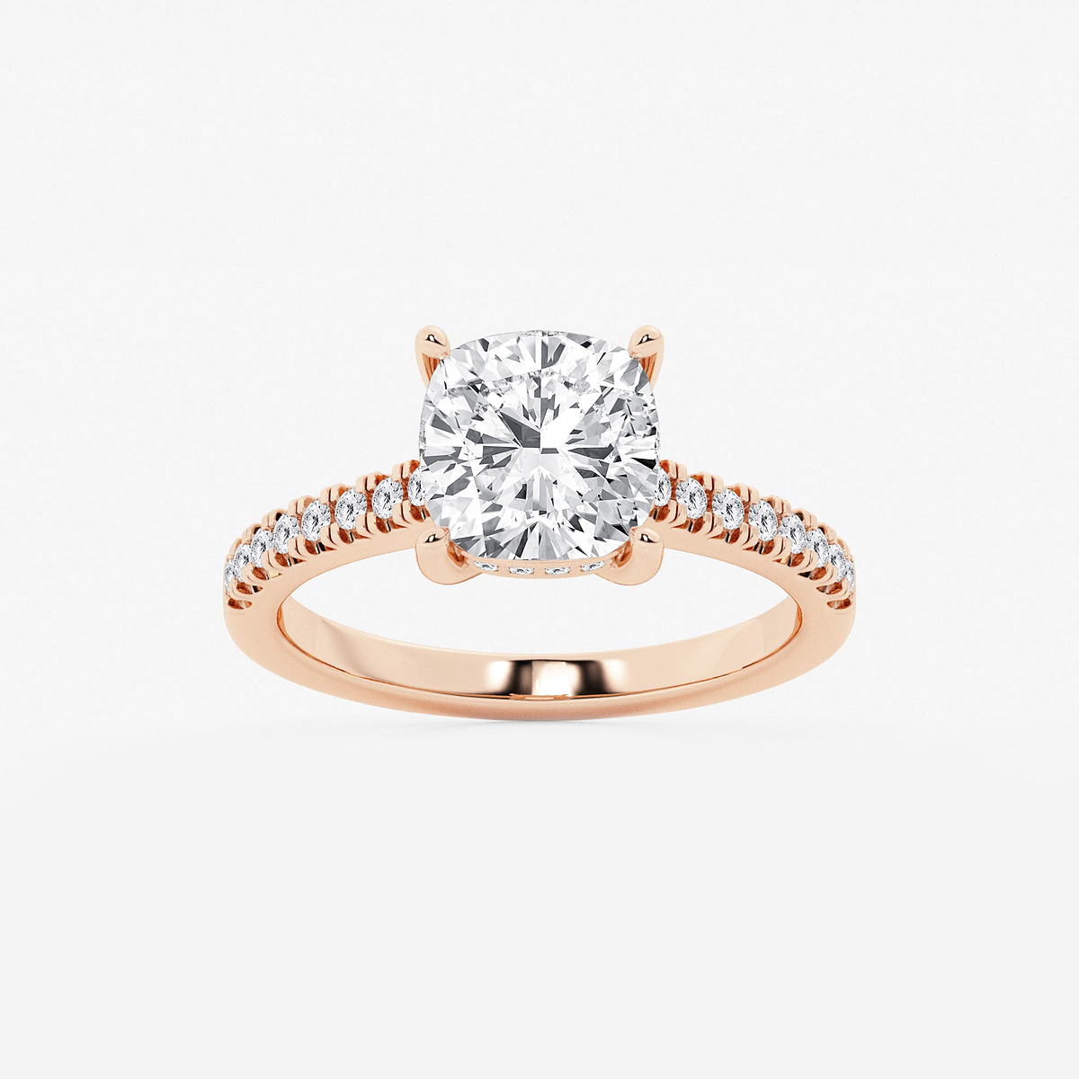 2 3/4 ctw Cushion Lab Grown Diamond Hidden Halo Engagement Ring