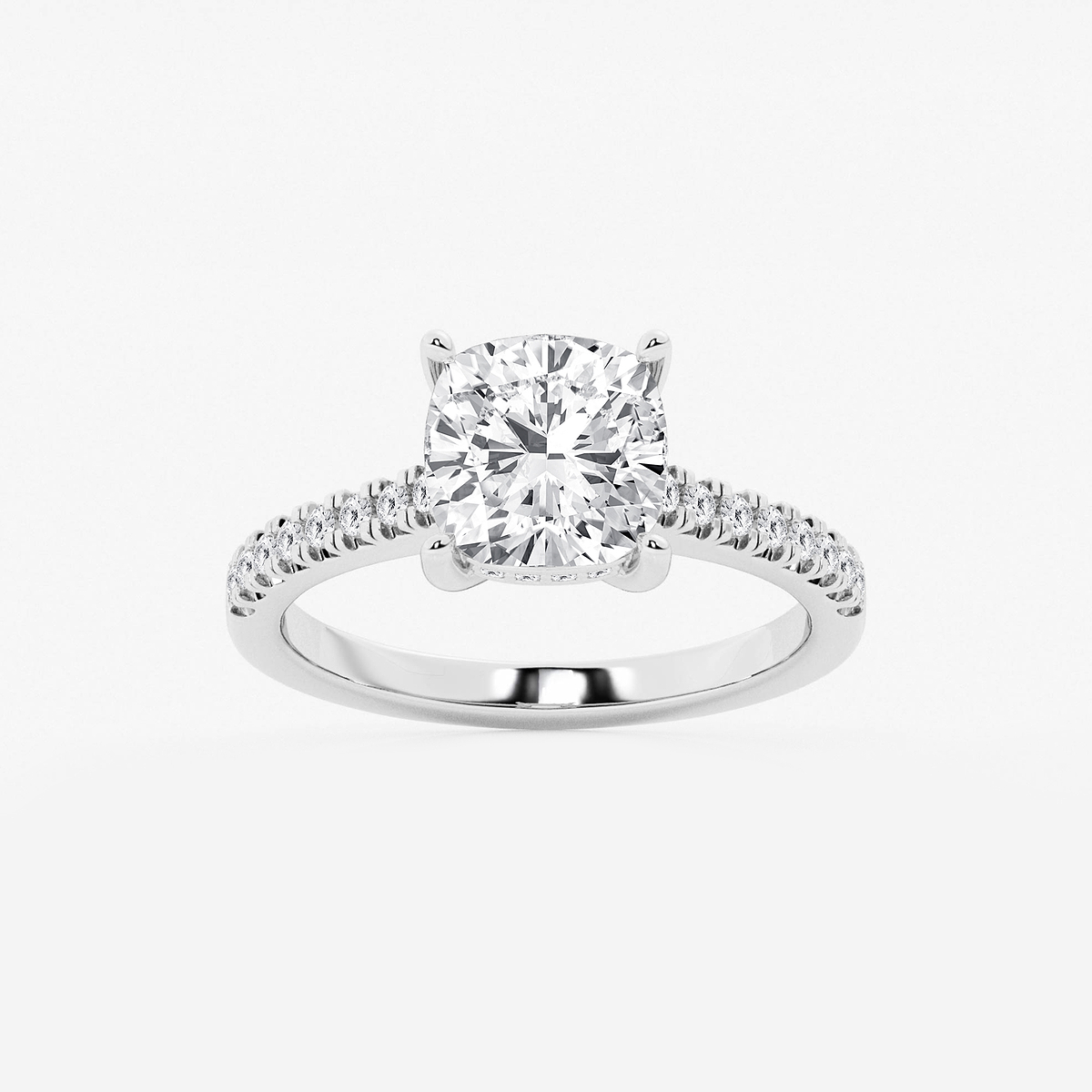 2 3/4 ctw Cushion Lab Grown Diamond Hidden Halo Engagement Ring
