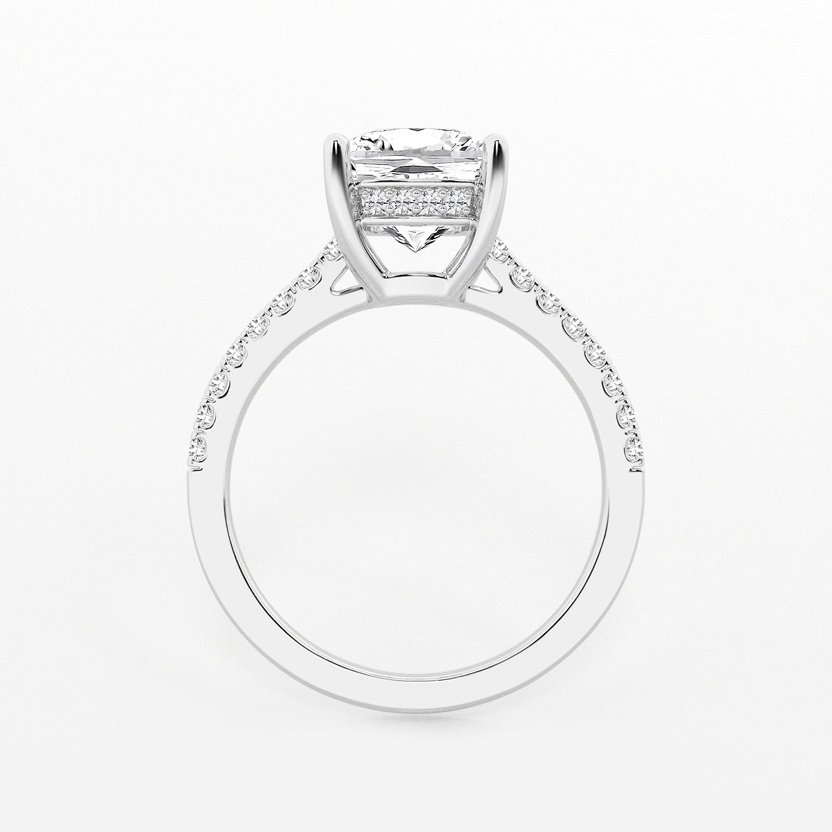 Additional Image 1 for  2 3/4 ctw Cushion Lab Grown Diamond Hidden Halo Engagement Ring