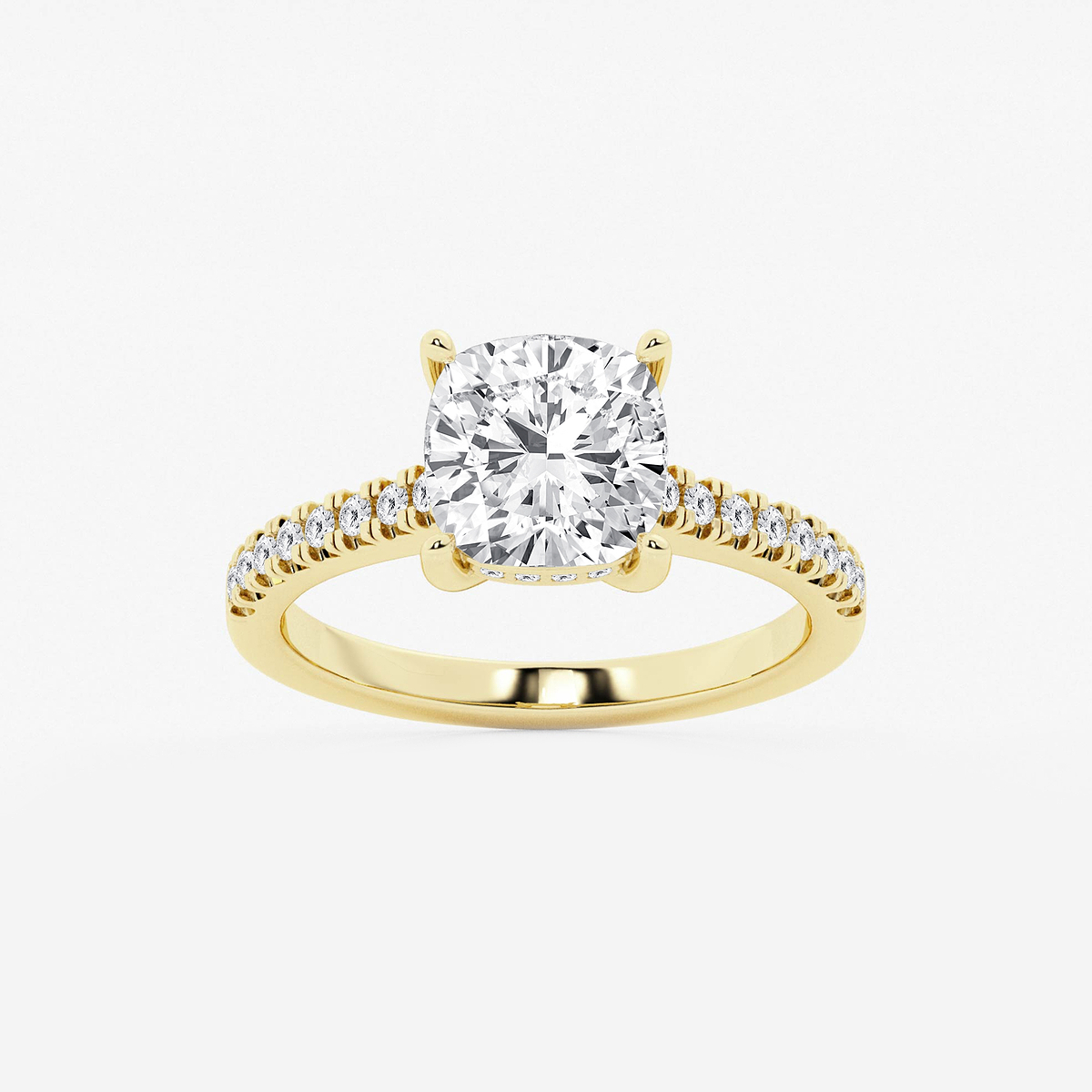 2 3/4 ctw Cushion Lab Grown Diamond Hidden Halo Engagement Ring