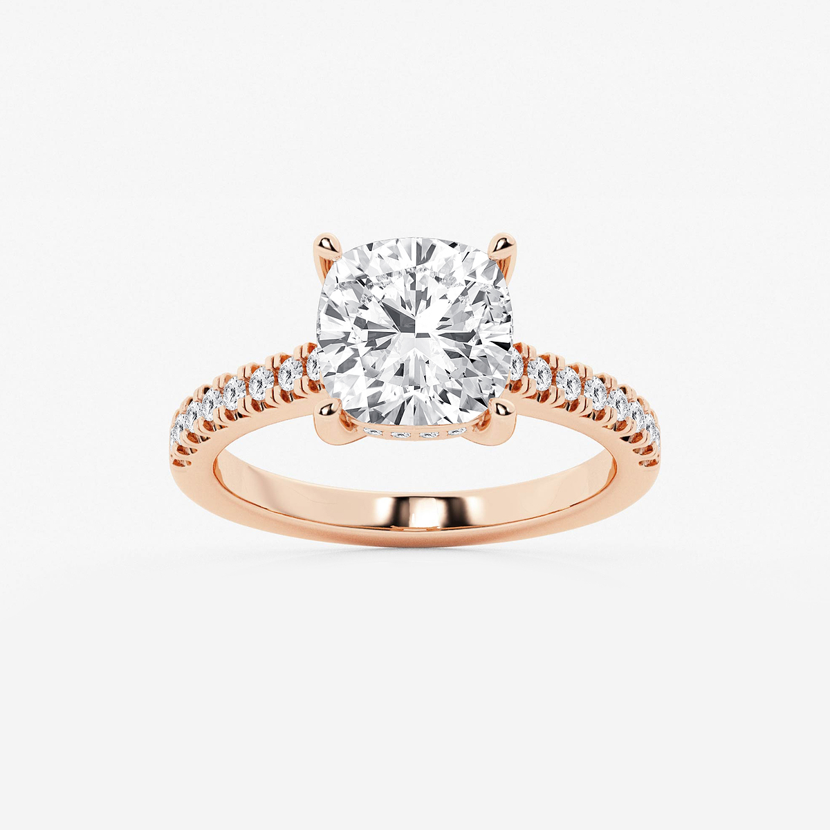 3 1/3 ctw Cushion Lab Grown Diamond Hidden Halo Engagement Ring