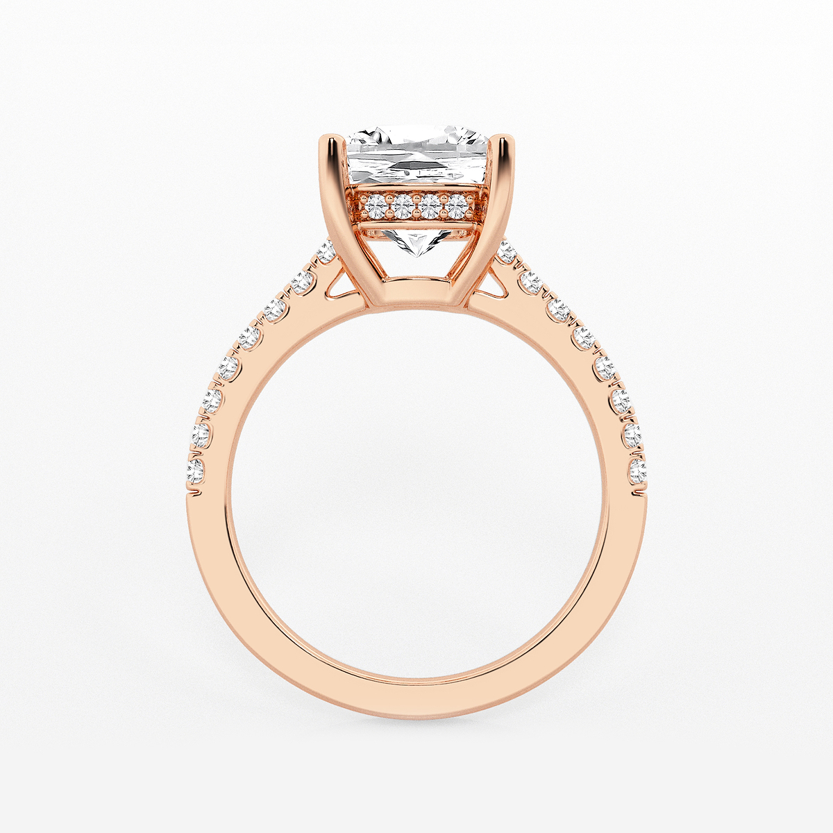 Additional Image 1 for  3 1/3 ctw Cushion Lab Grown Diamond Hidden Halo Engagement Ring
