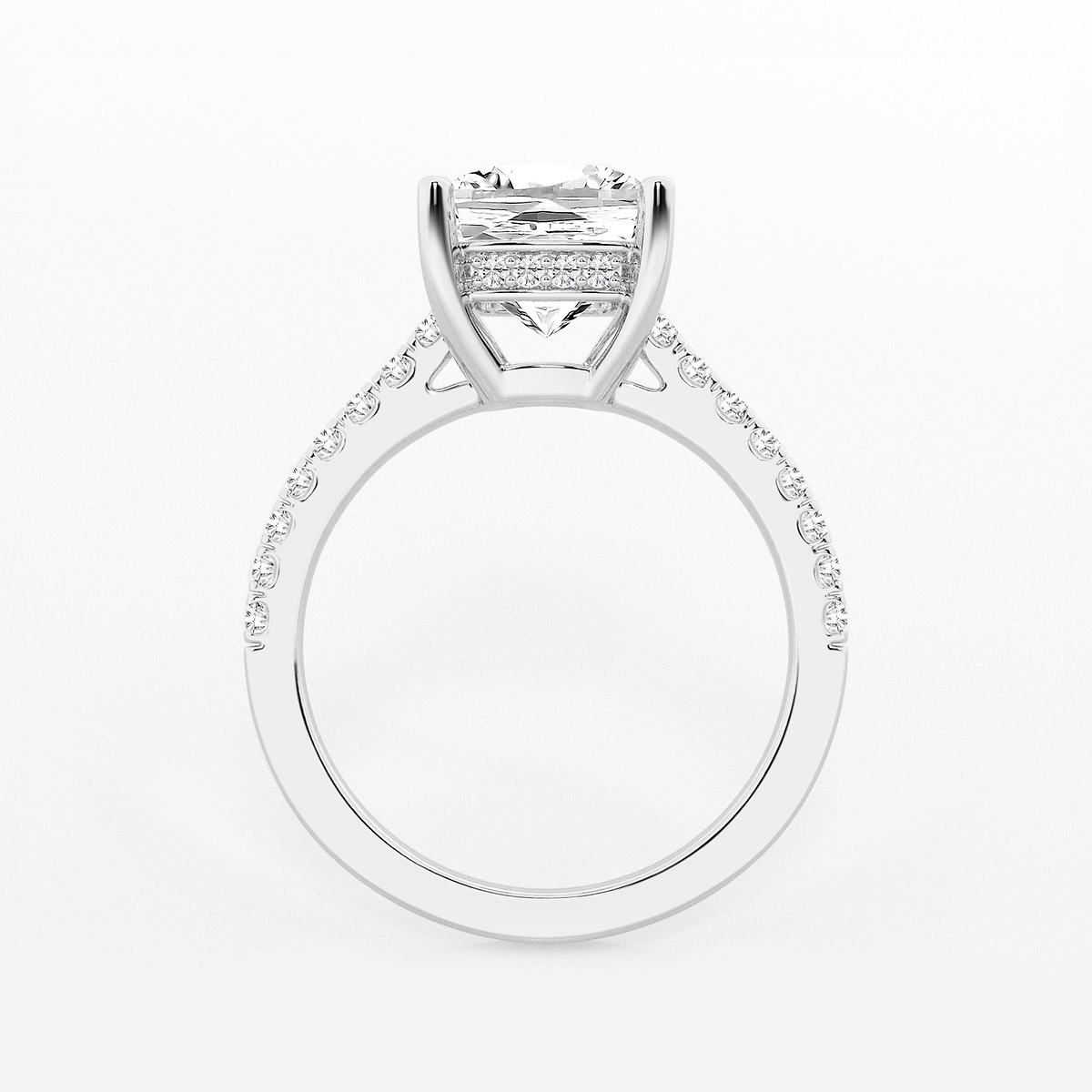 Additional Image 1 for  3 1/3 ctw Cushion Lab Grown Diamond Hidden Halo Engagement Ring