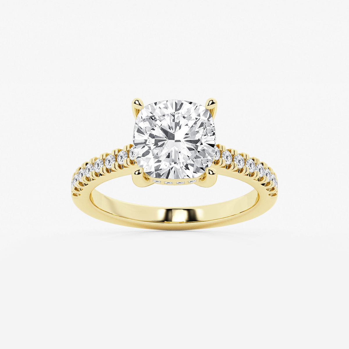 3 1/3 ctw Cushion Lab Grown Diamond Hidden Halo Engagement Ring