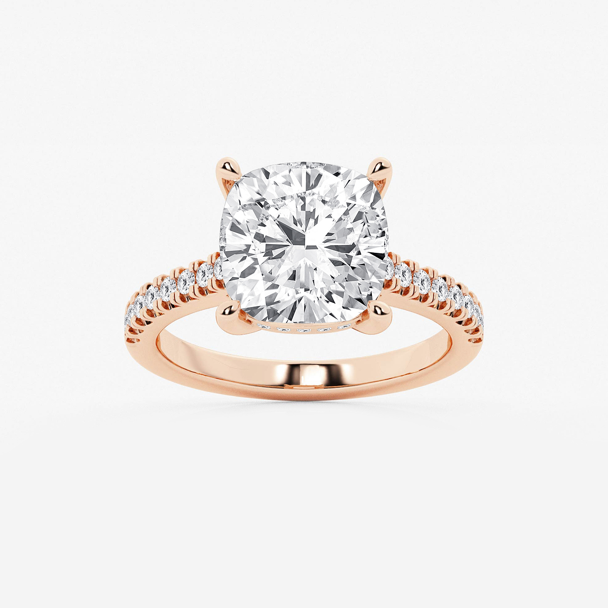 5 1/3 ctw Cushion Lab Grown Diamond Hidden Halo Engagement Ring