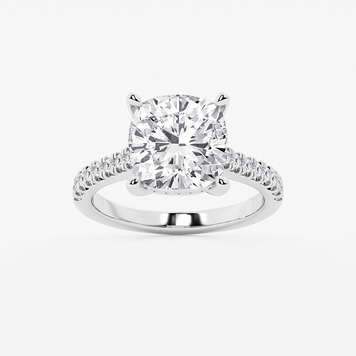 5 1/3 ctw Cushion Lab Grown Diamond Hidden Halo Engagement Ring