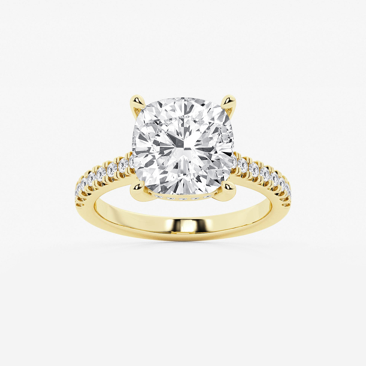 5 1/3 ctw Cushion Lab Grown Diamond Hidden Halo Engagement Ring
