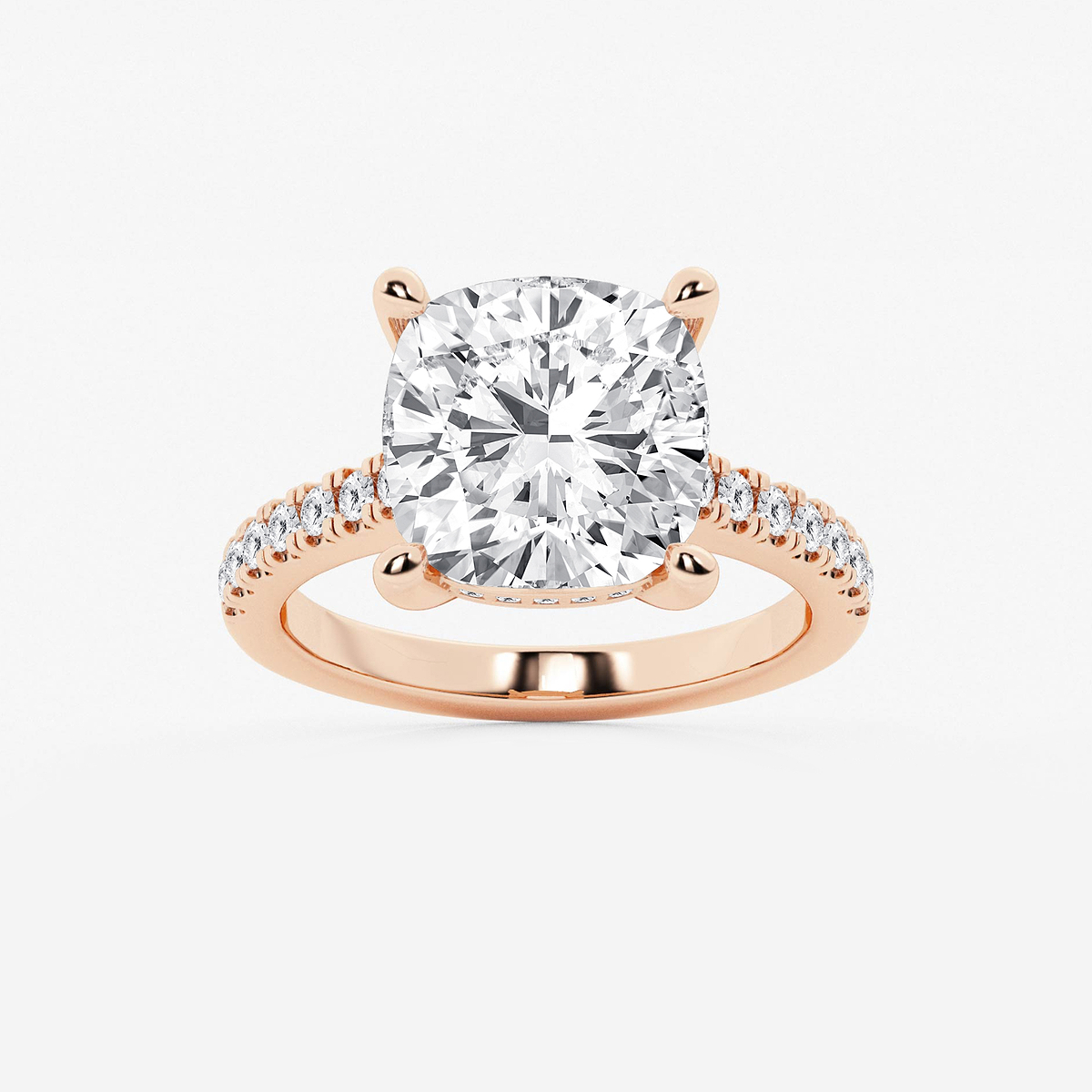 6 3/8 ctw Cushion Lab Grown Diamond Hidden Halo Engagement Ring