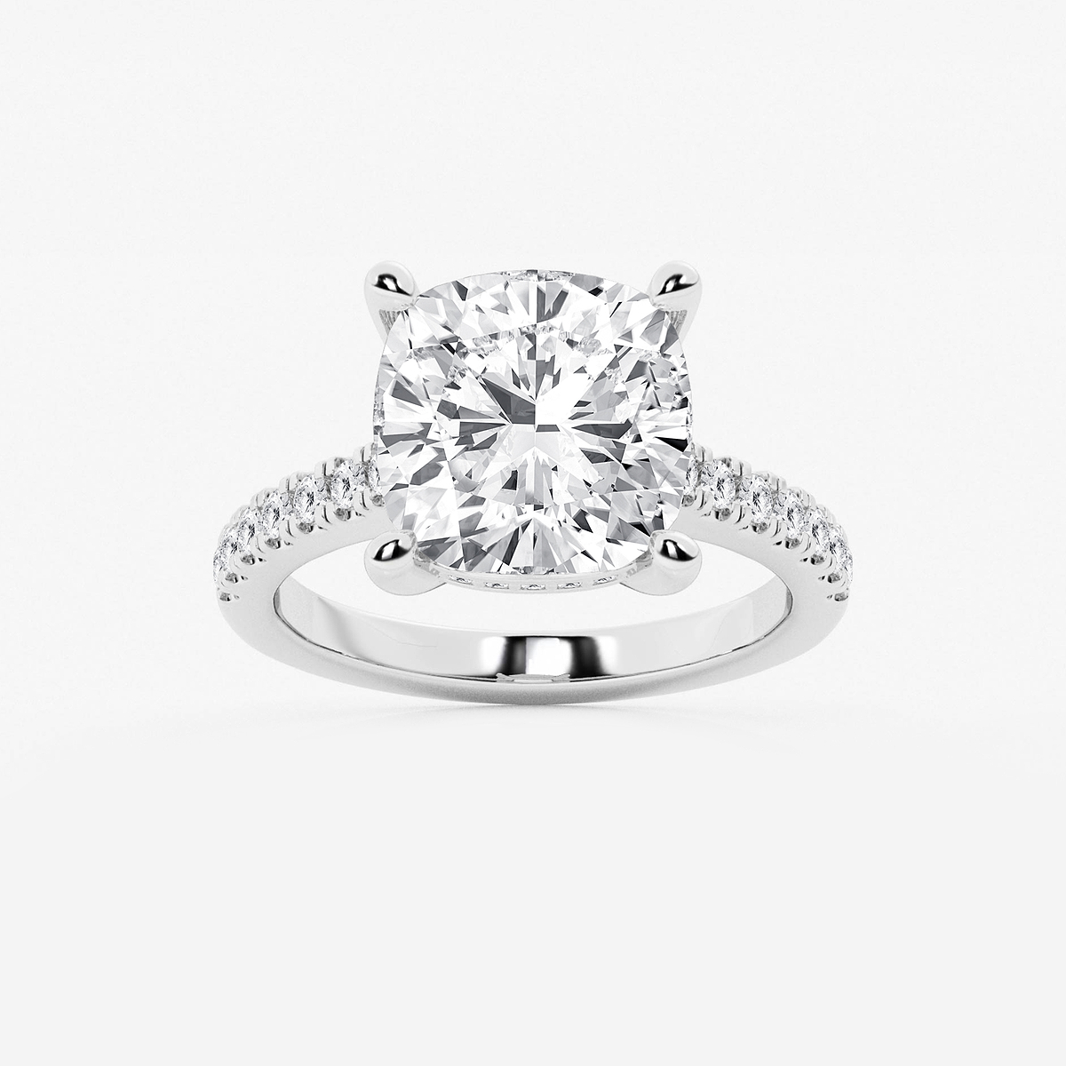 6 3/8 ctw Cushion Lab Grown Diamond Hidden Halo Engagement Ring